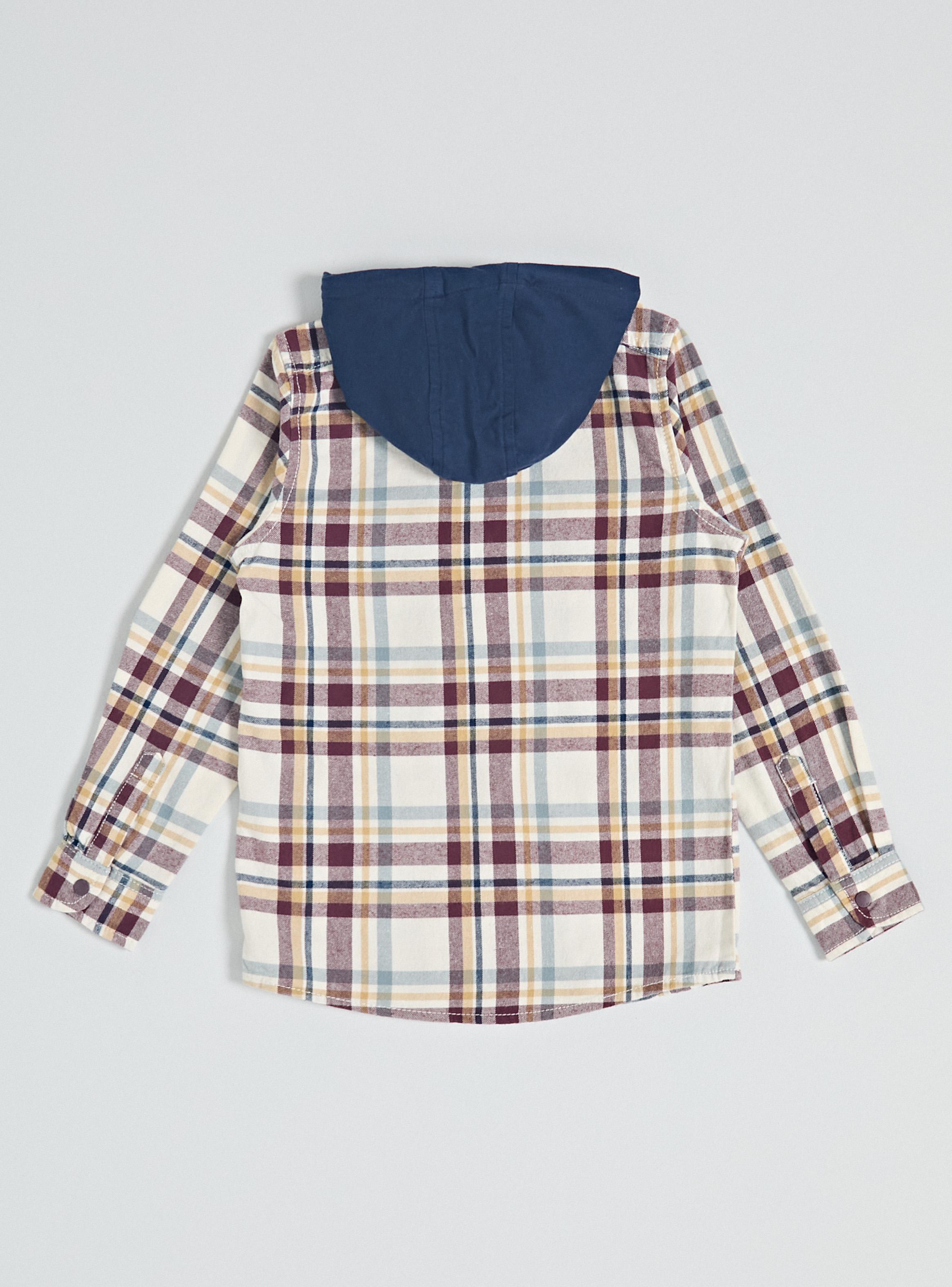 Camisa con Capucha Color Check Capucha Algodón-2