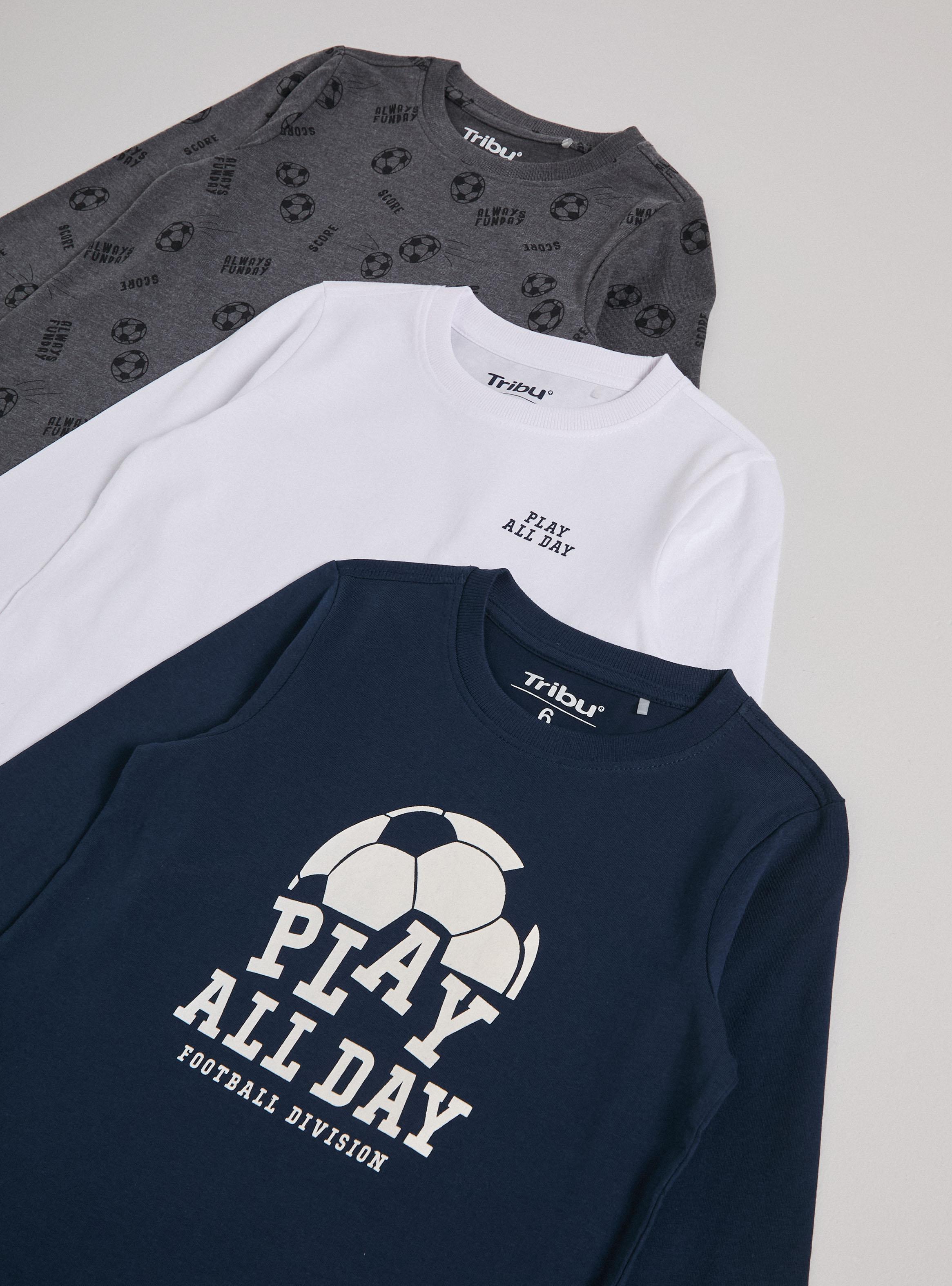 Polera Tripack Lisa y Estampado Fútbol-2