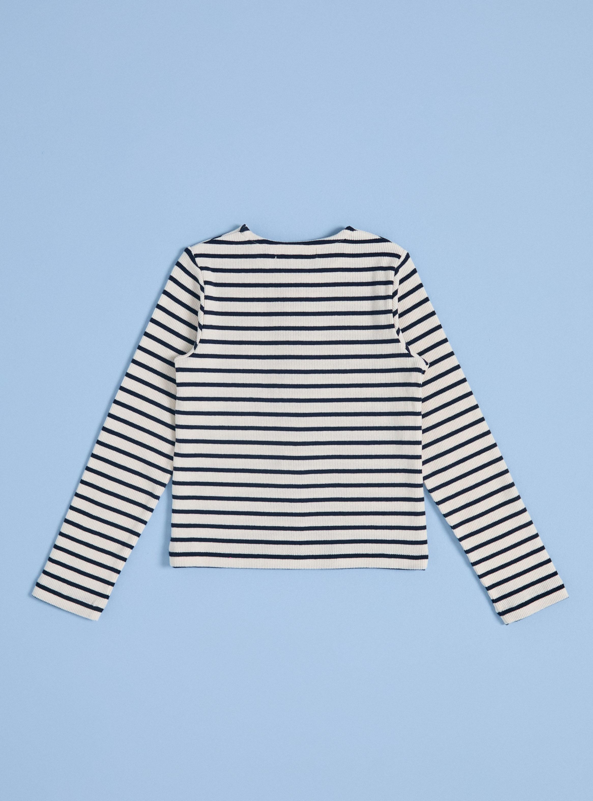 Polera Rib Rayada con Lazos-2