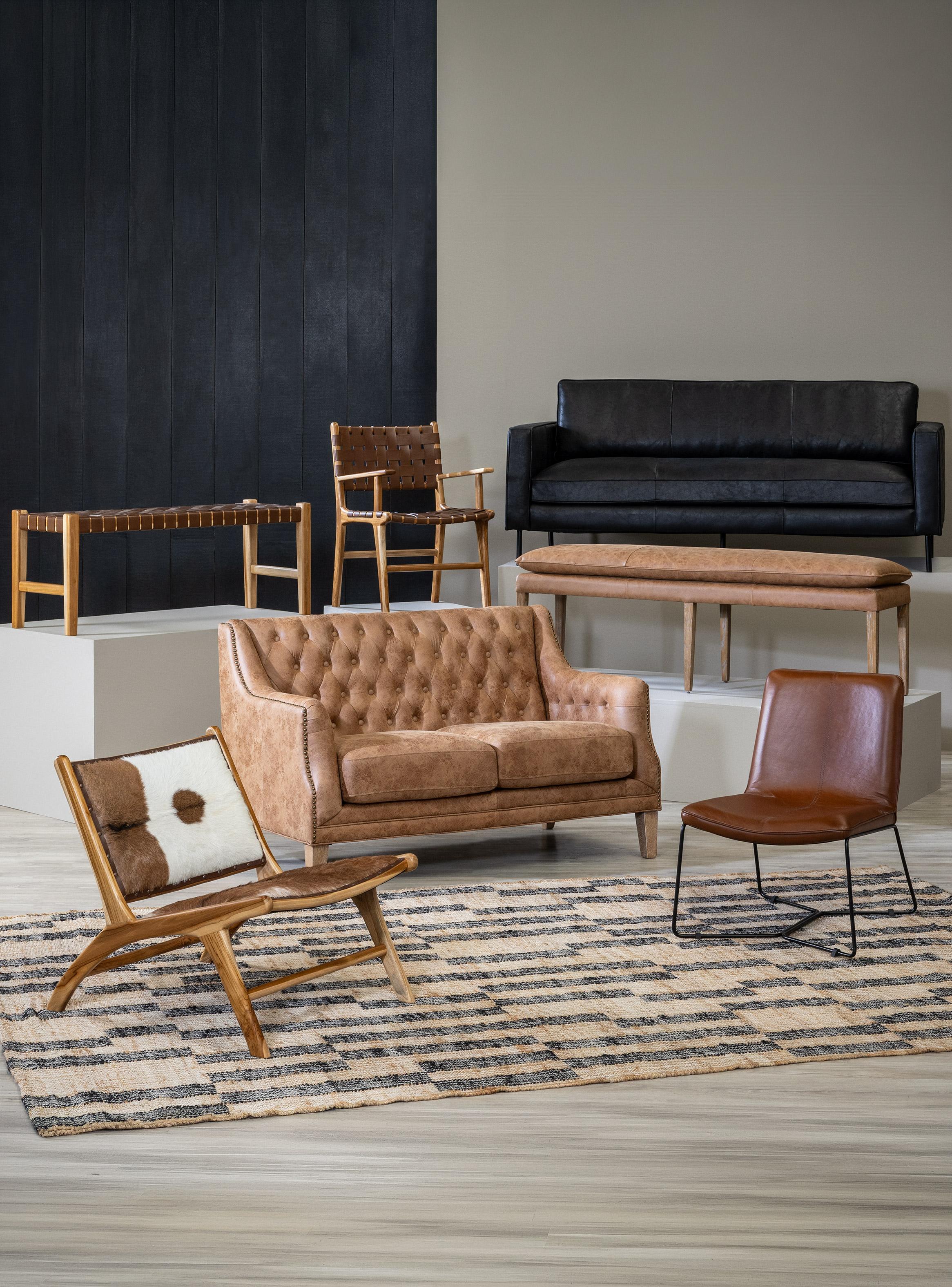 Banqueta Austral Cuero 120x41x46 cm-6