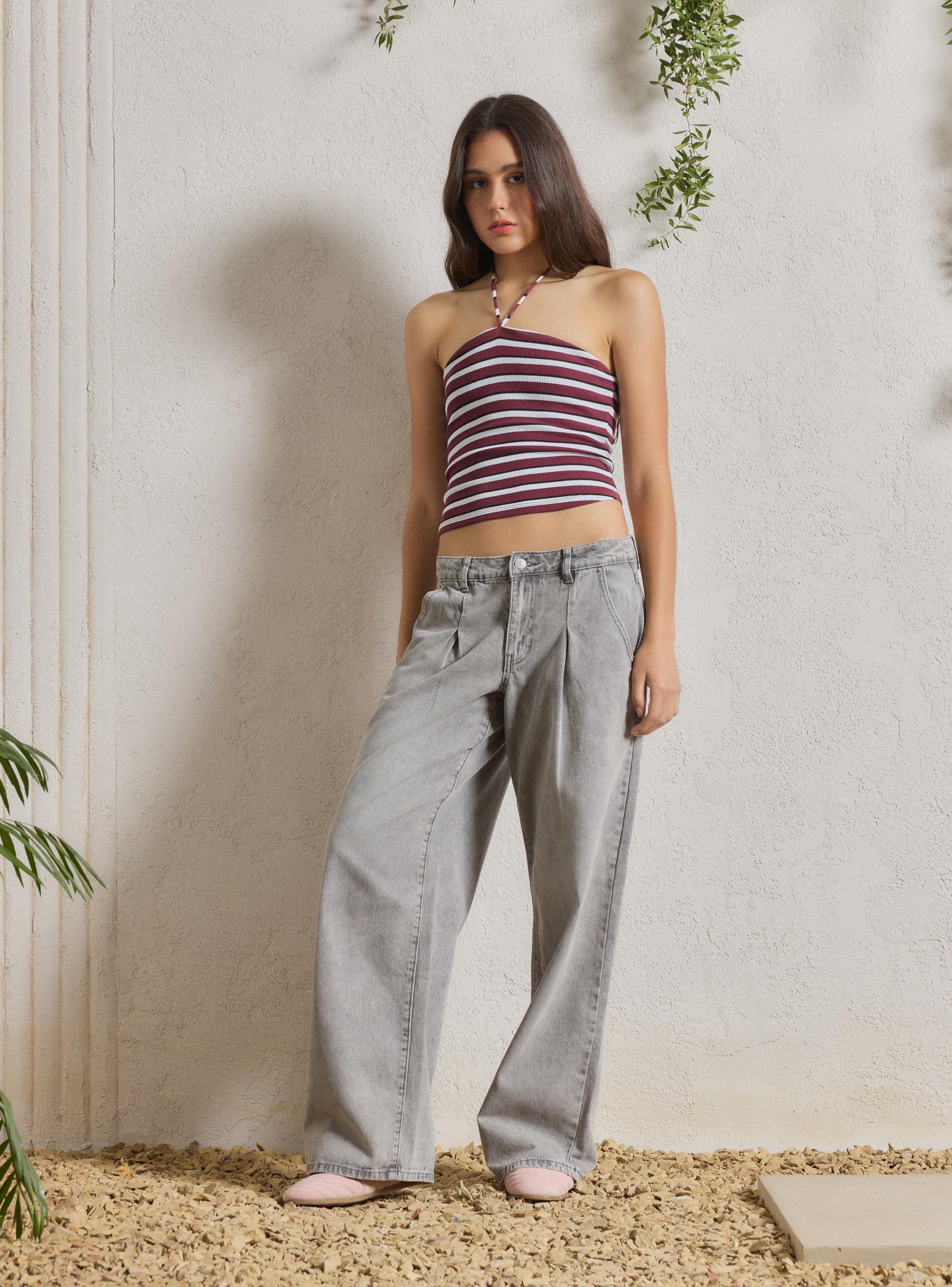 Jeans Wide Balloon Pinzas Delanteras-4