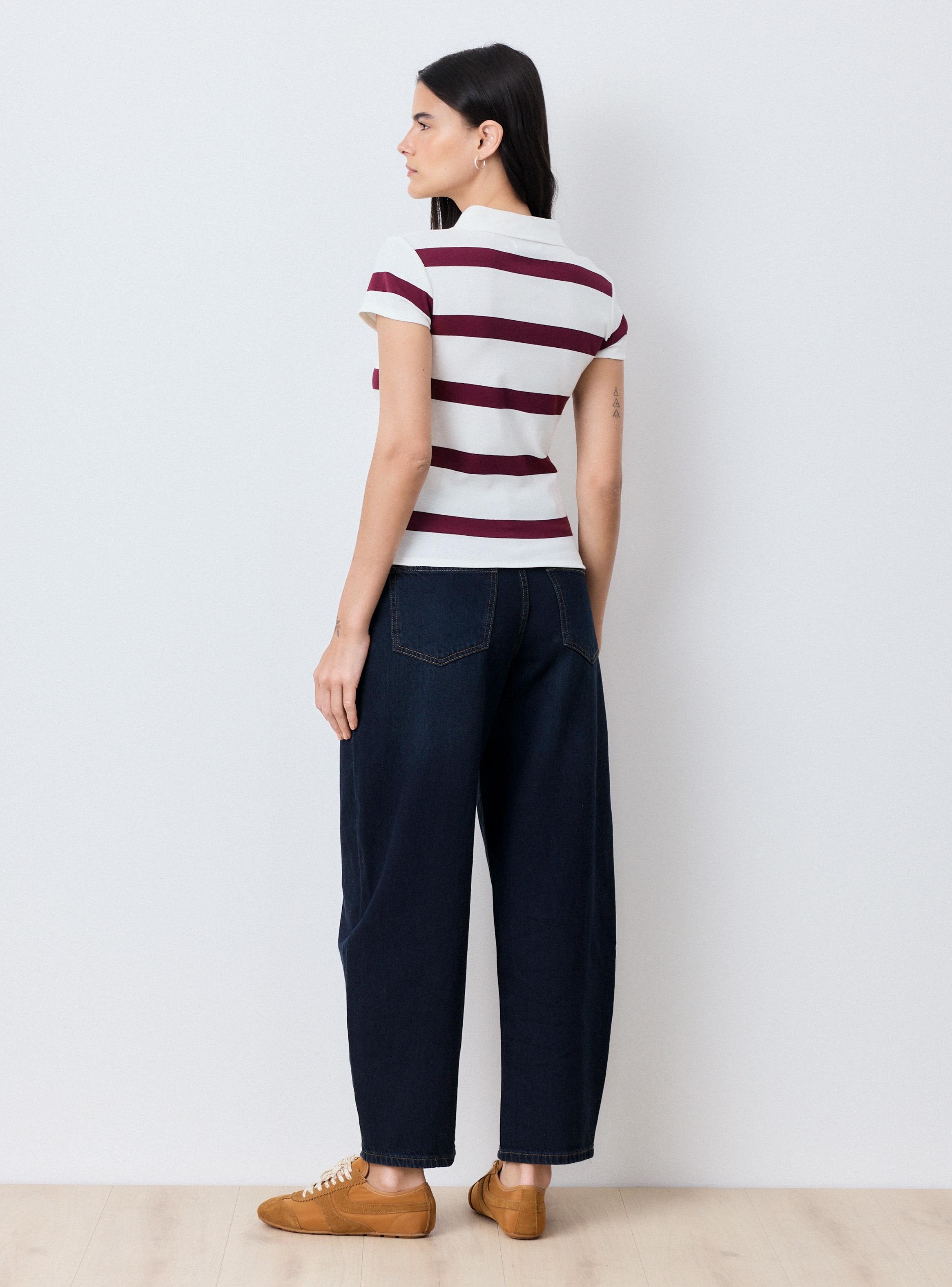 Polera Cuello Polo con Botones Rayada-5