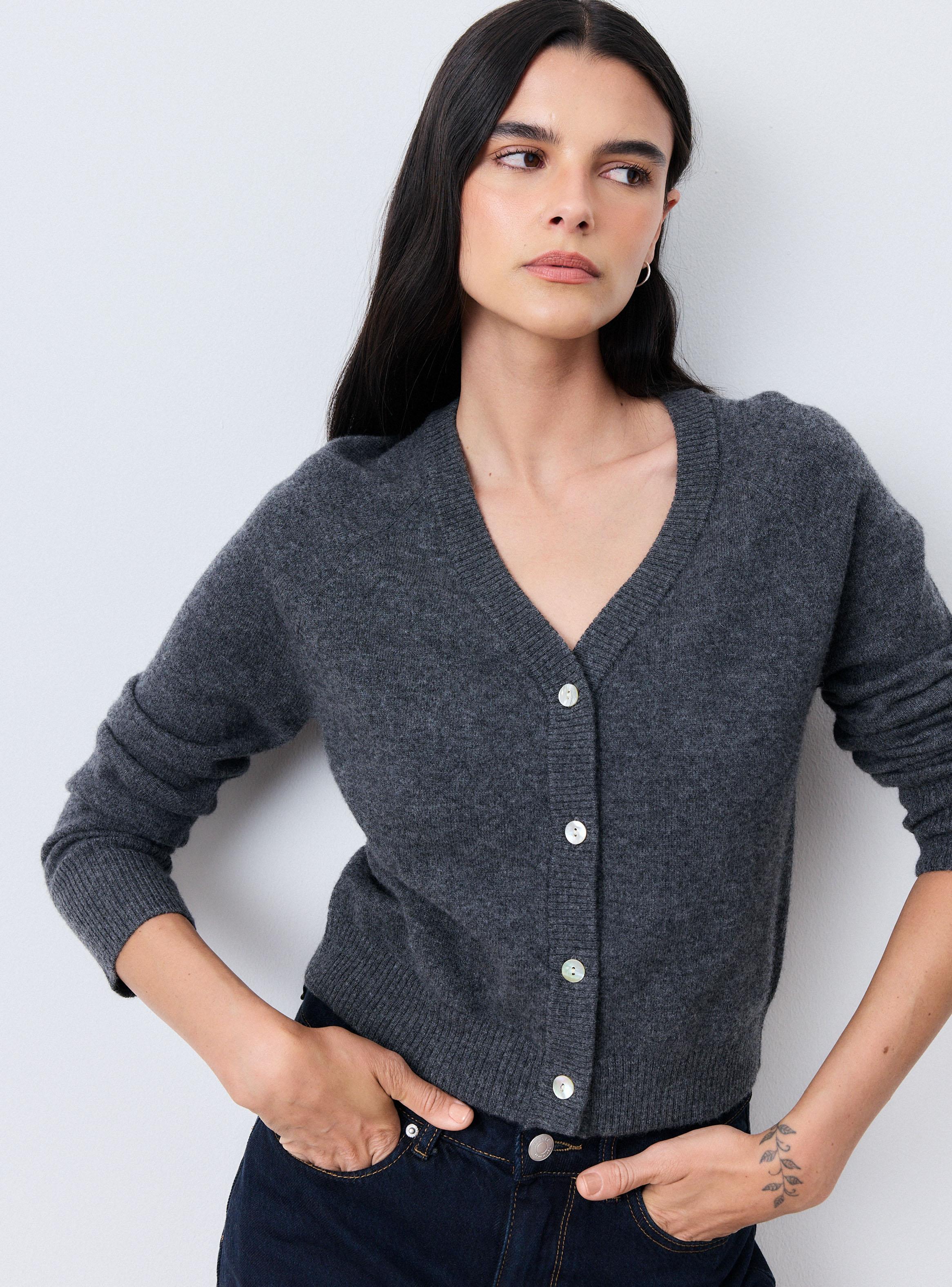 Chaleco Cárdigan Manga Larga Lana-2