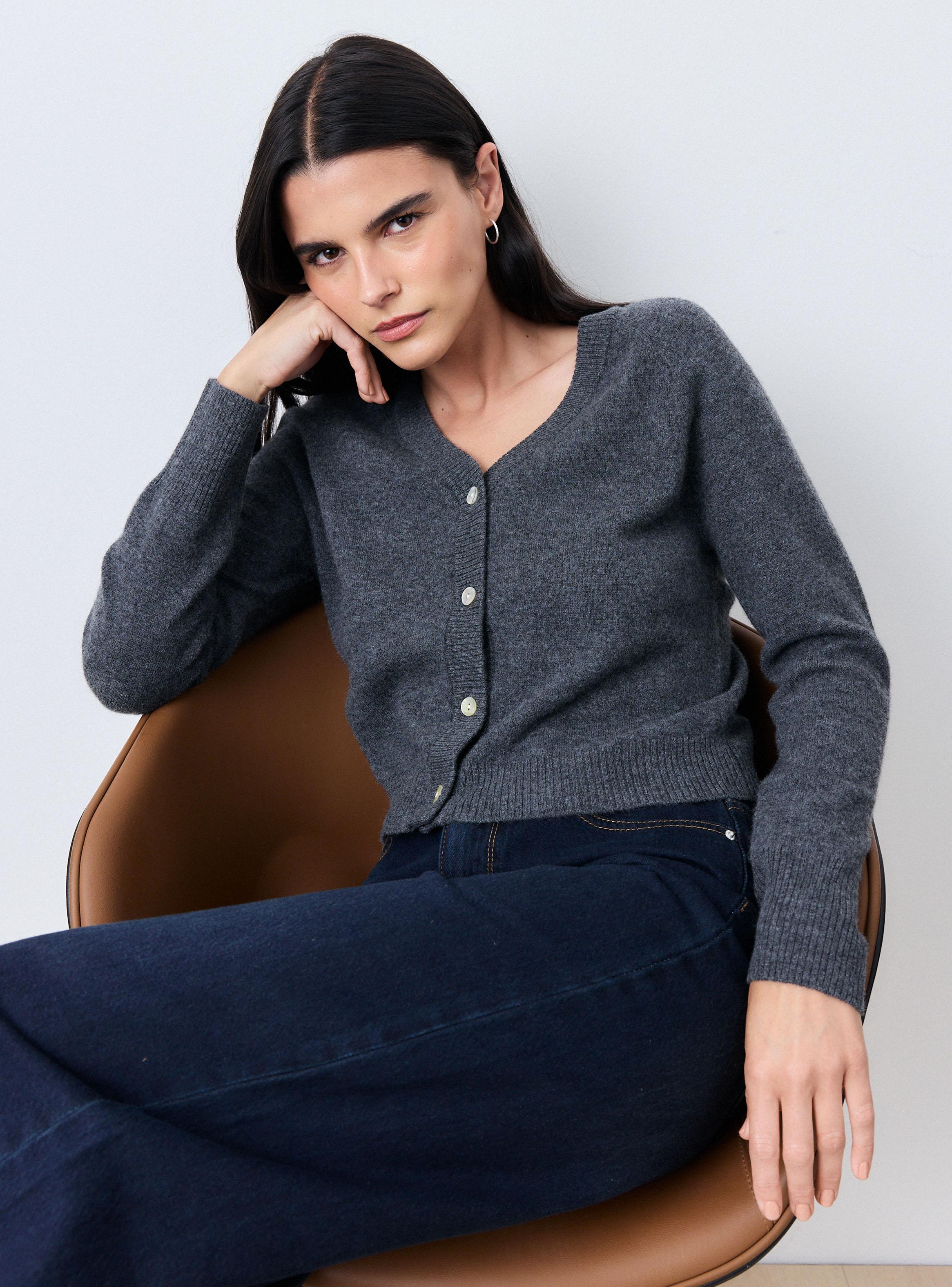 Chaleco Cárdigan Manga Larga Lana-3