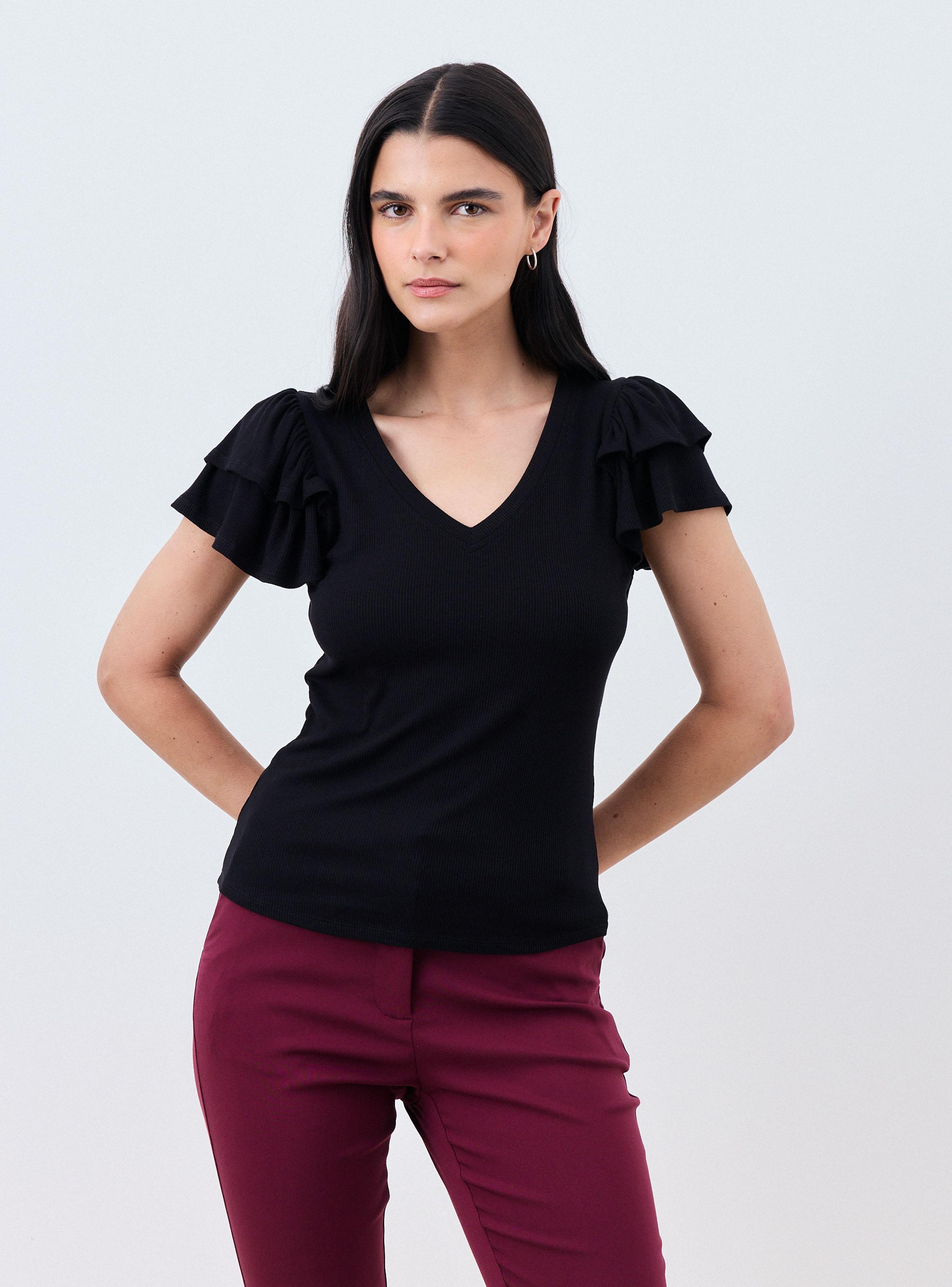 Polera Acanalado Manga Doble Vuelos-5