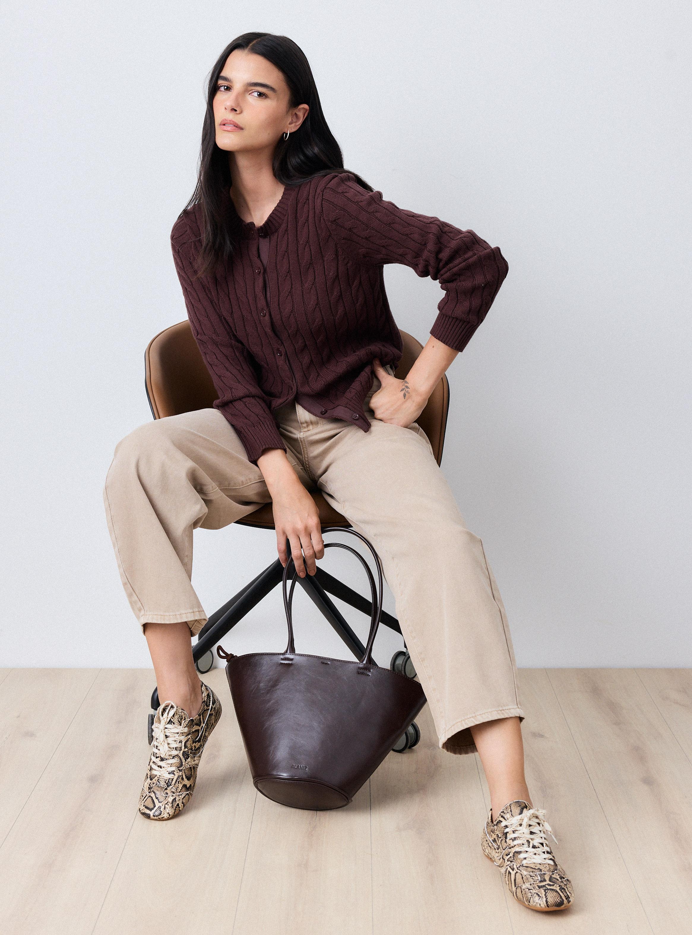 Chaleco Cardigan Trenzado Abotonado-4