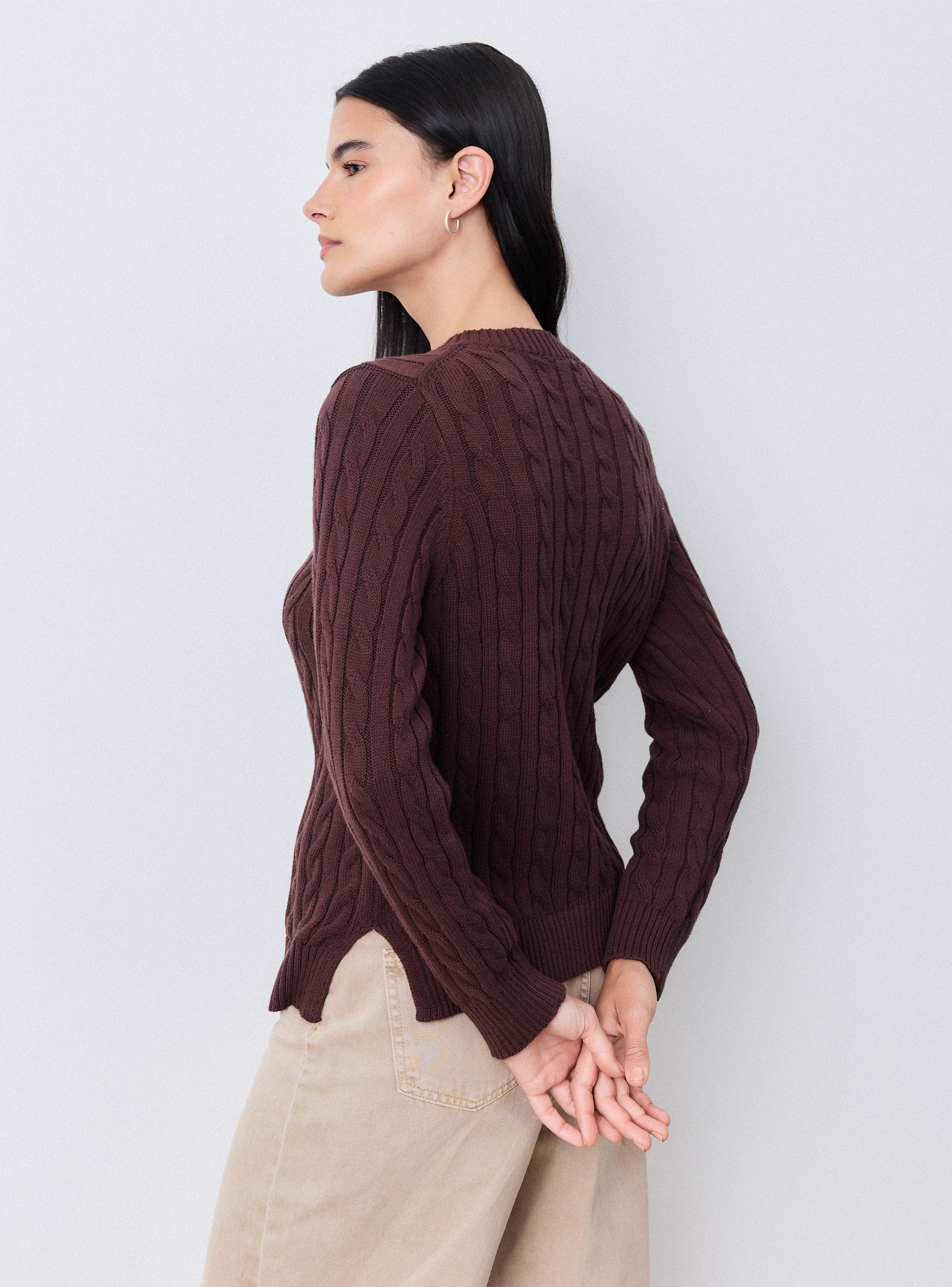 Chaleco Cardigan Trenzado Abotonado-1