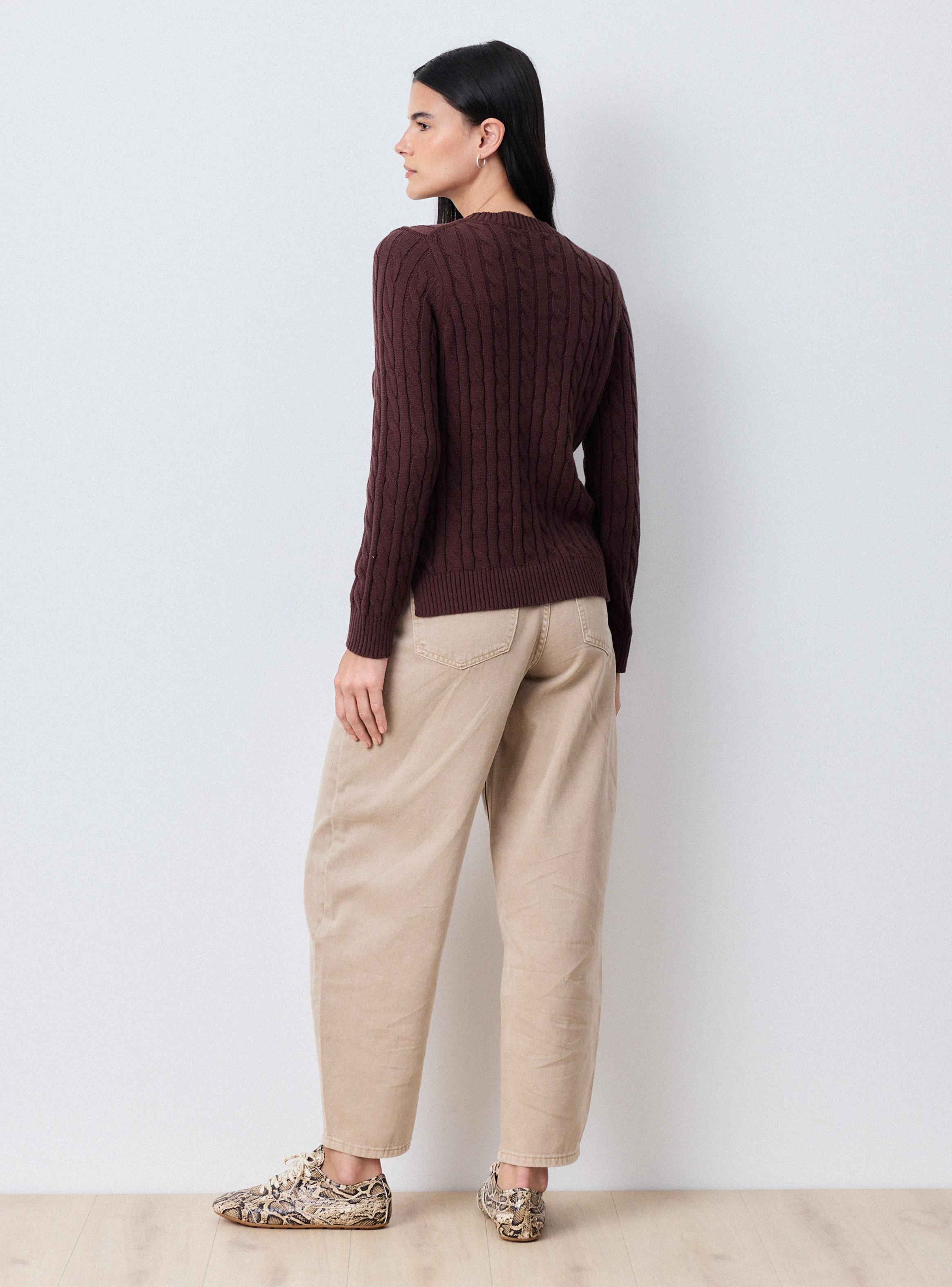 Chaleco Cardigan Trenzado Abotonado-5