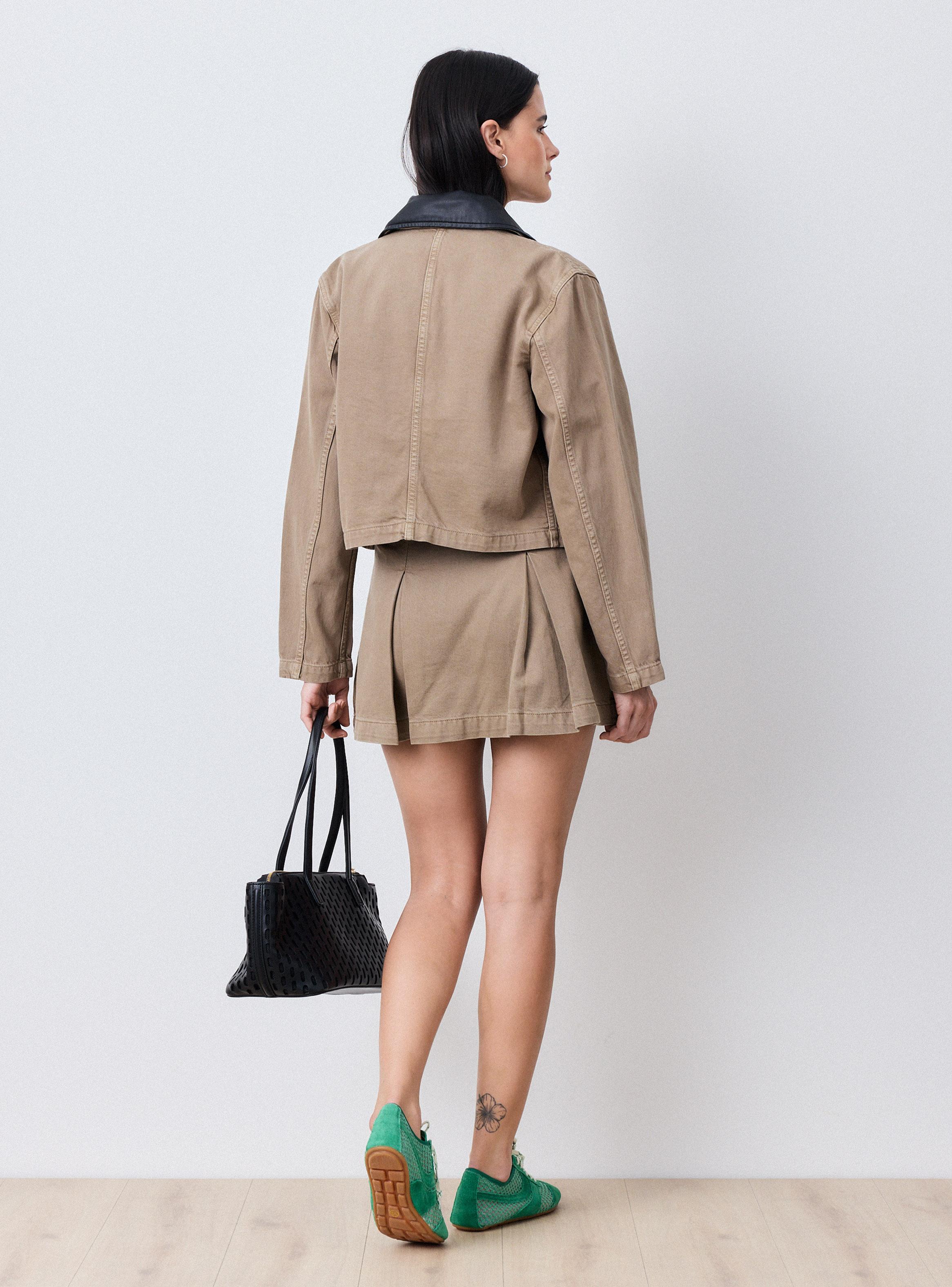 Chaqueta Cuello de Cuero Removible-5