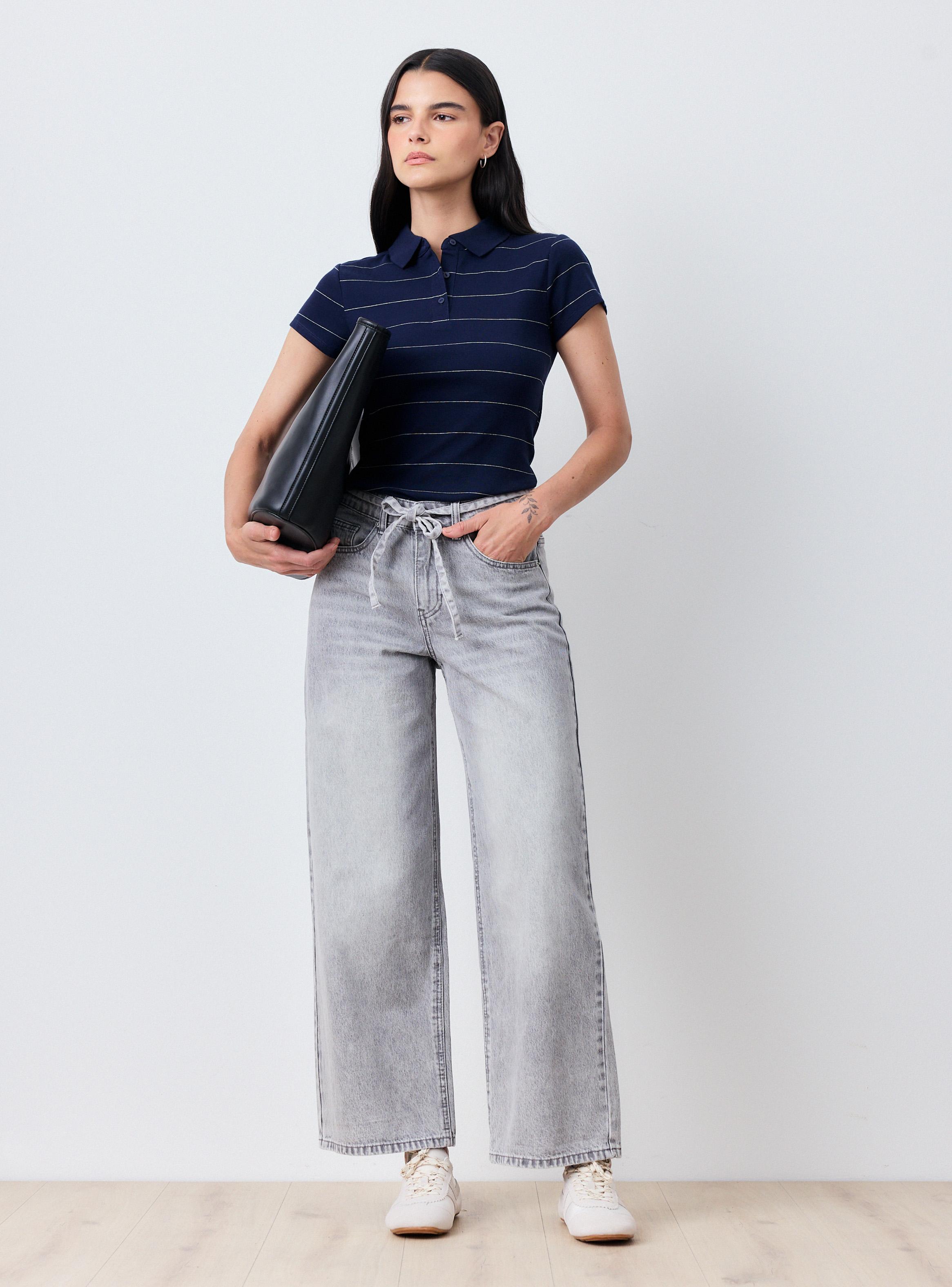Jeans Wide Leg con Amarra Denim-4