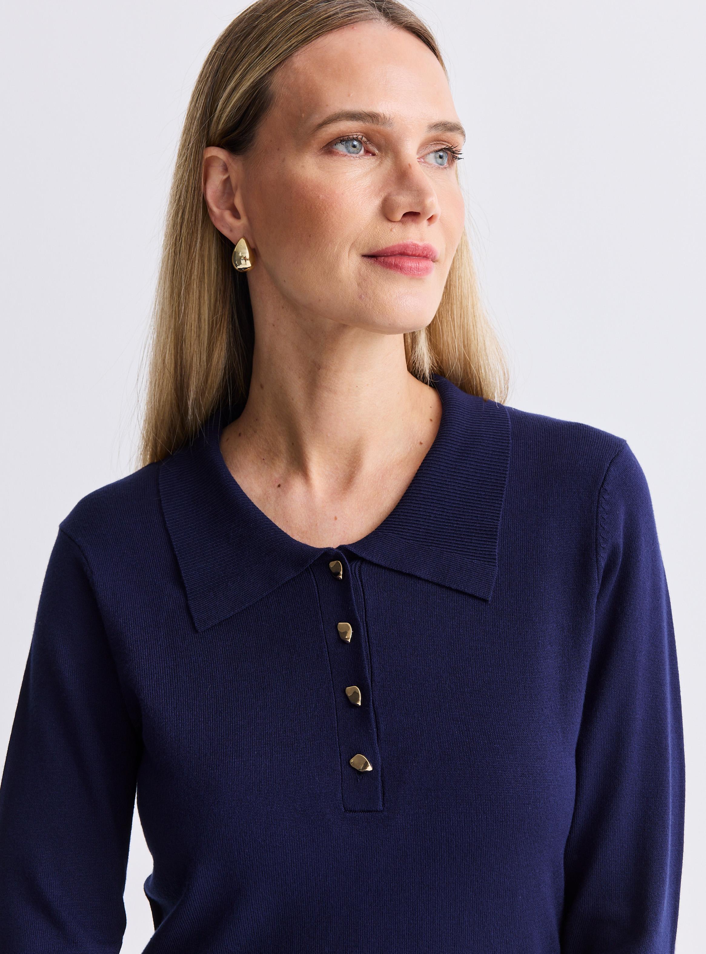 Sweater Cuello Polo y Botones Metálicos-2