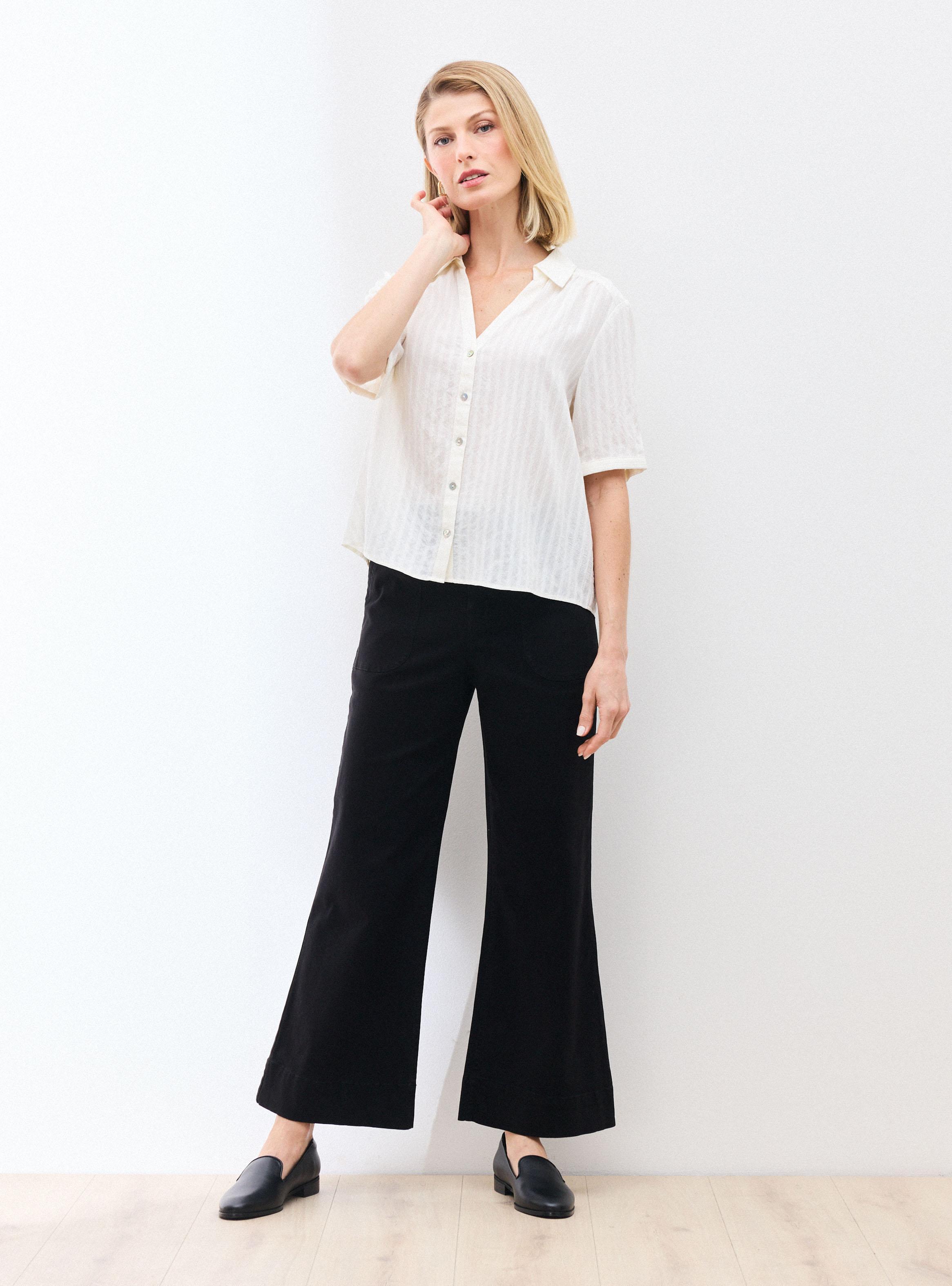 Blusa Camisera con Textura de Líneas-4