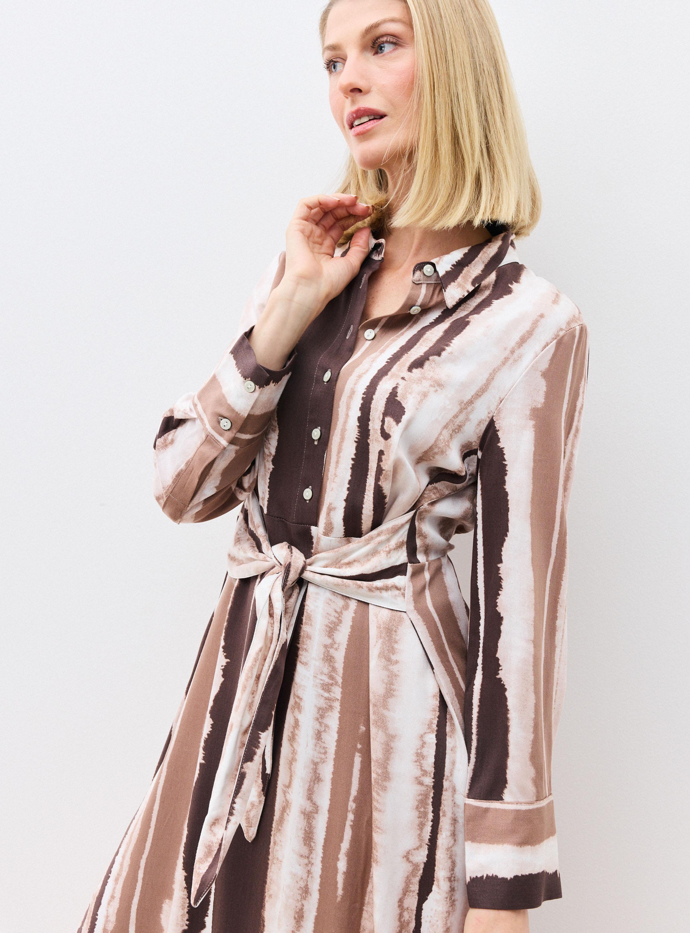 Vestido Camisero Estampado con Amarra en Cintura-2