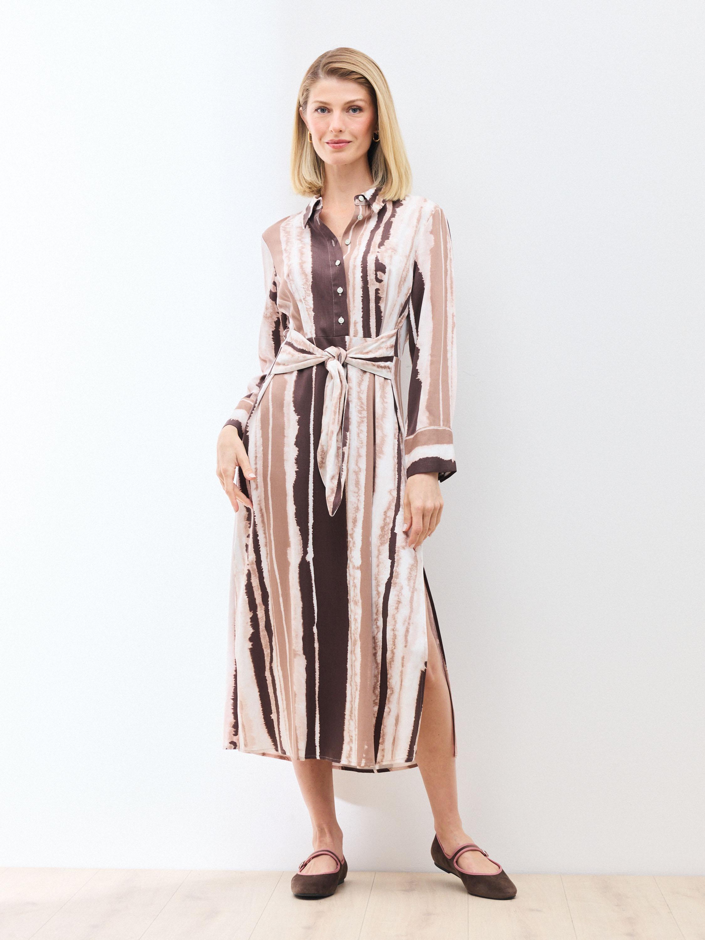 Vestido Camisero Estampado con Amarra en Cintura-4