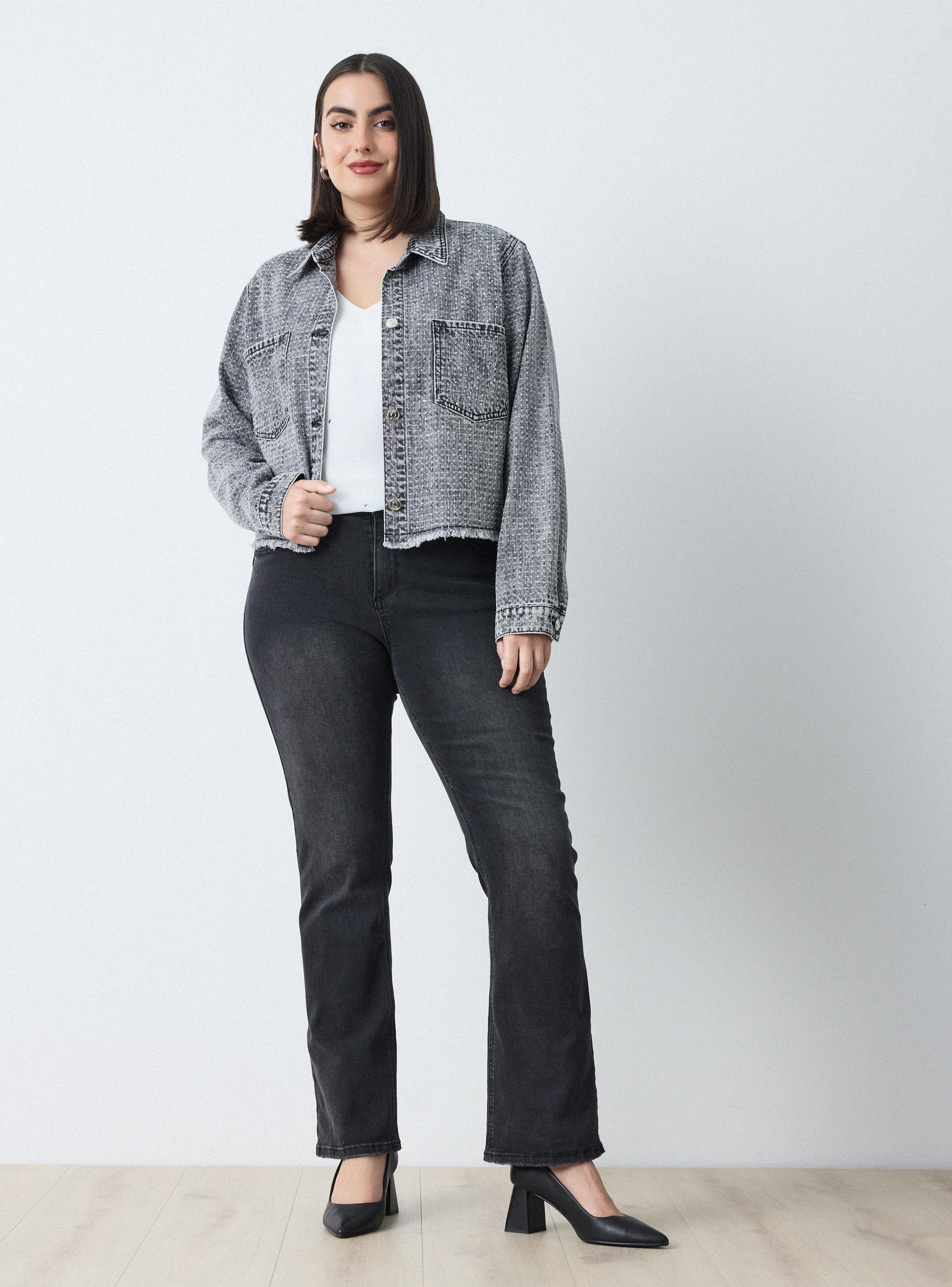 Chaqueta Denim Acid Wash Texturada y Brillitos-4