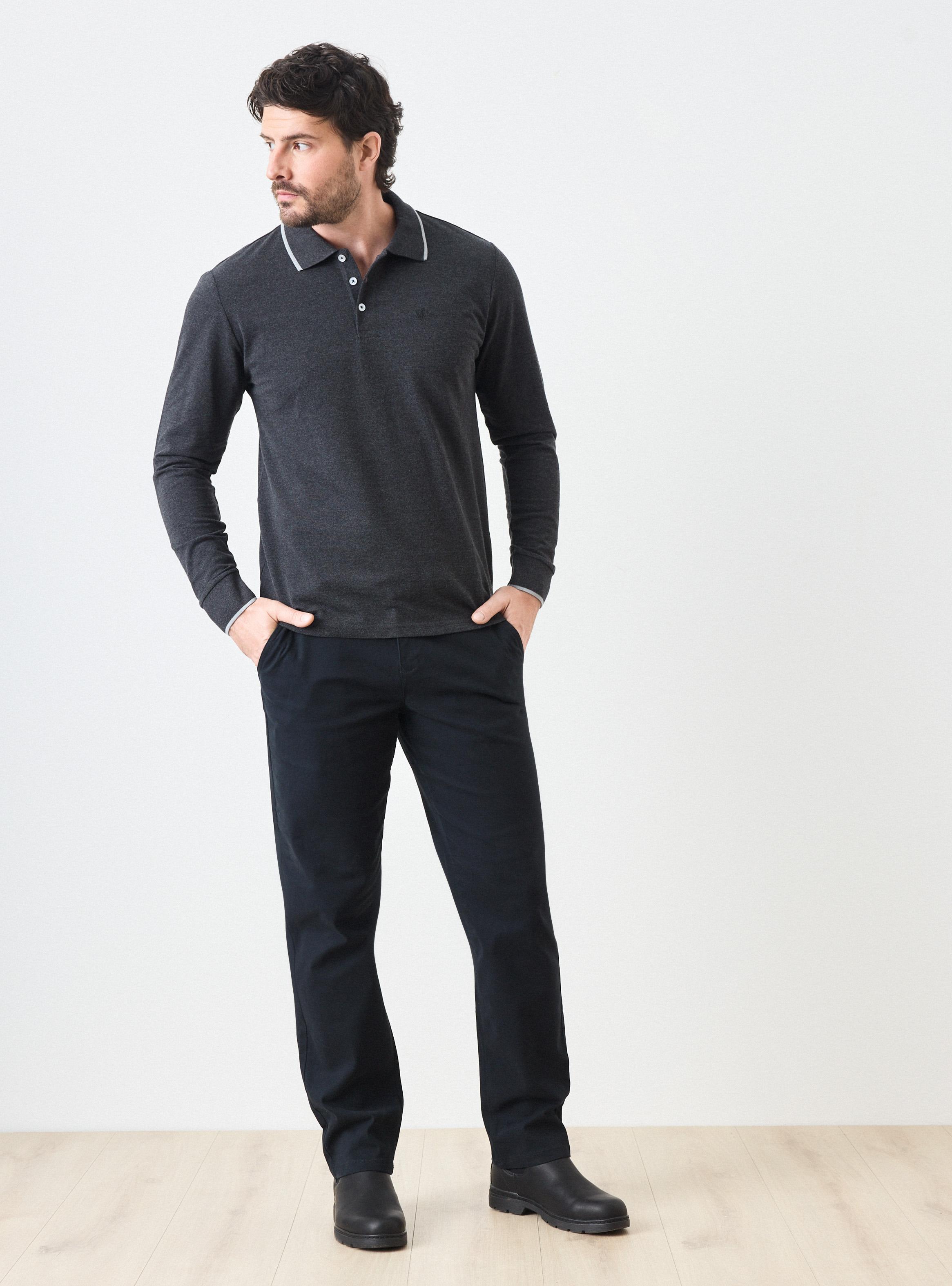 Polera Piqué Manga Larga Lisa-4