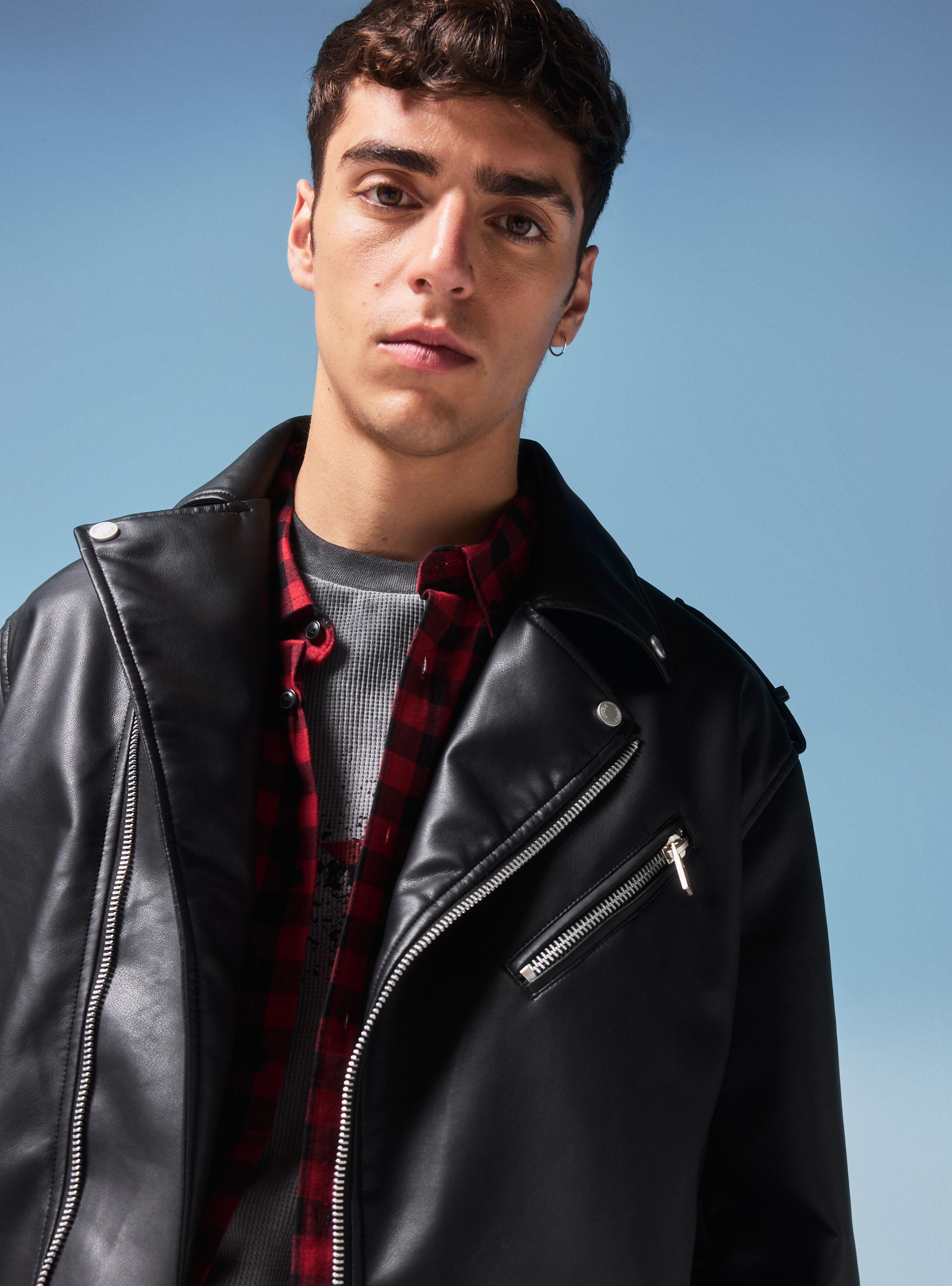 Chaqueta Biker Cuero Sintético-3