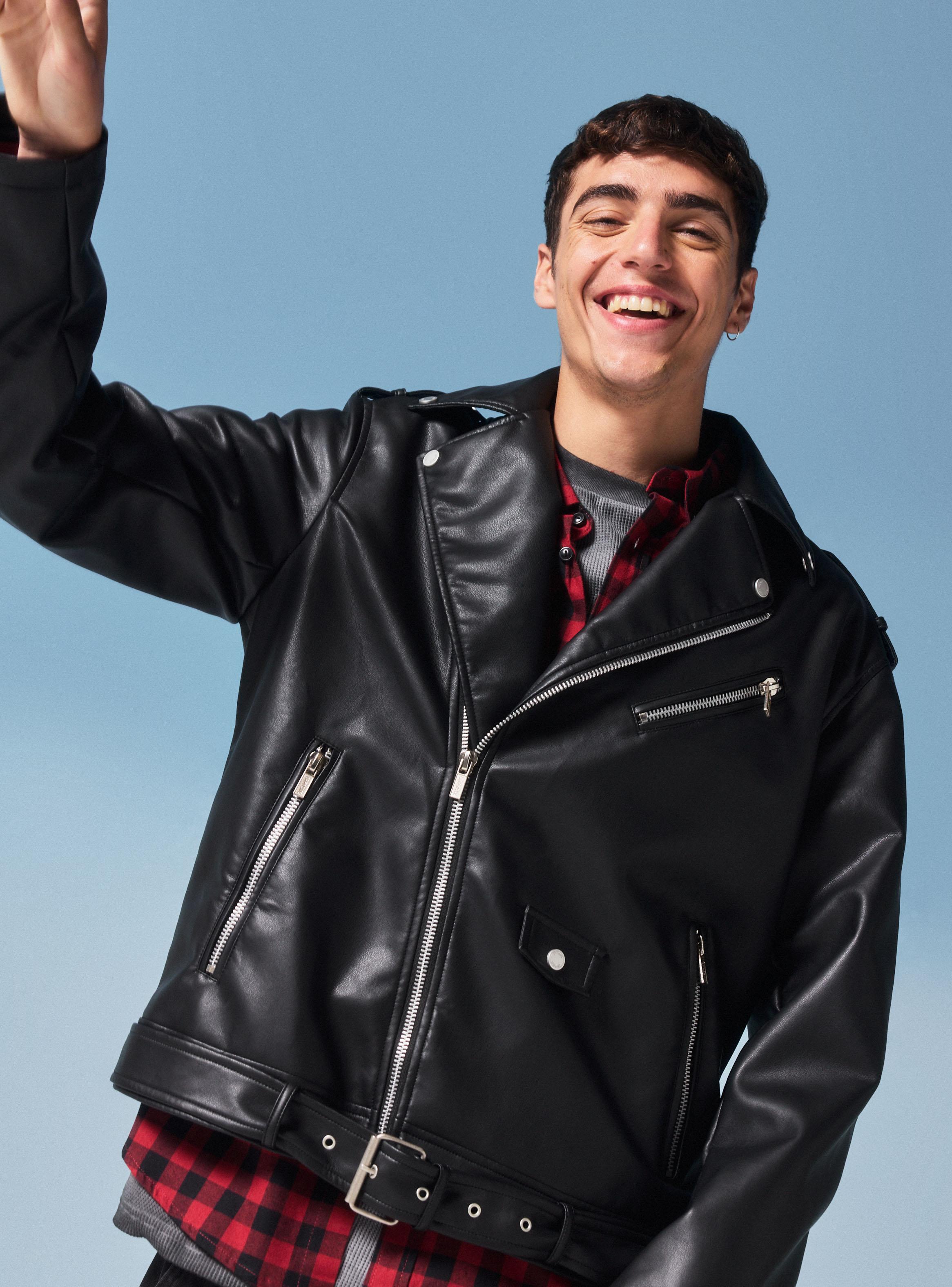 Chaqueta Biker Cuero Sintético-2