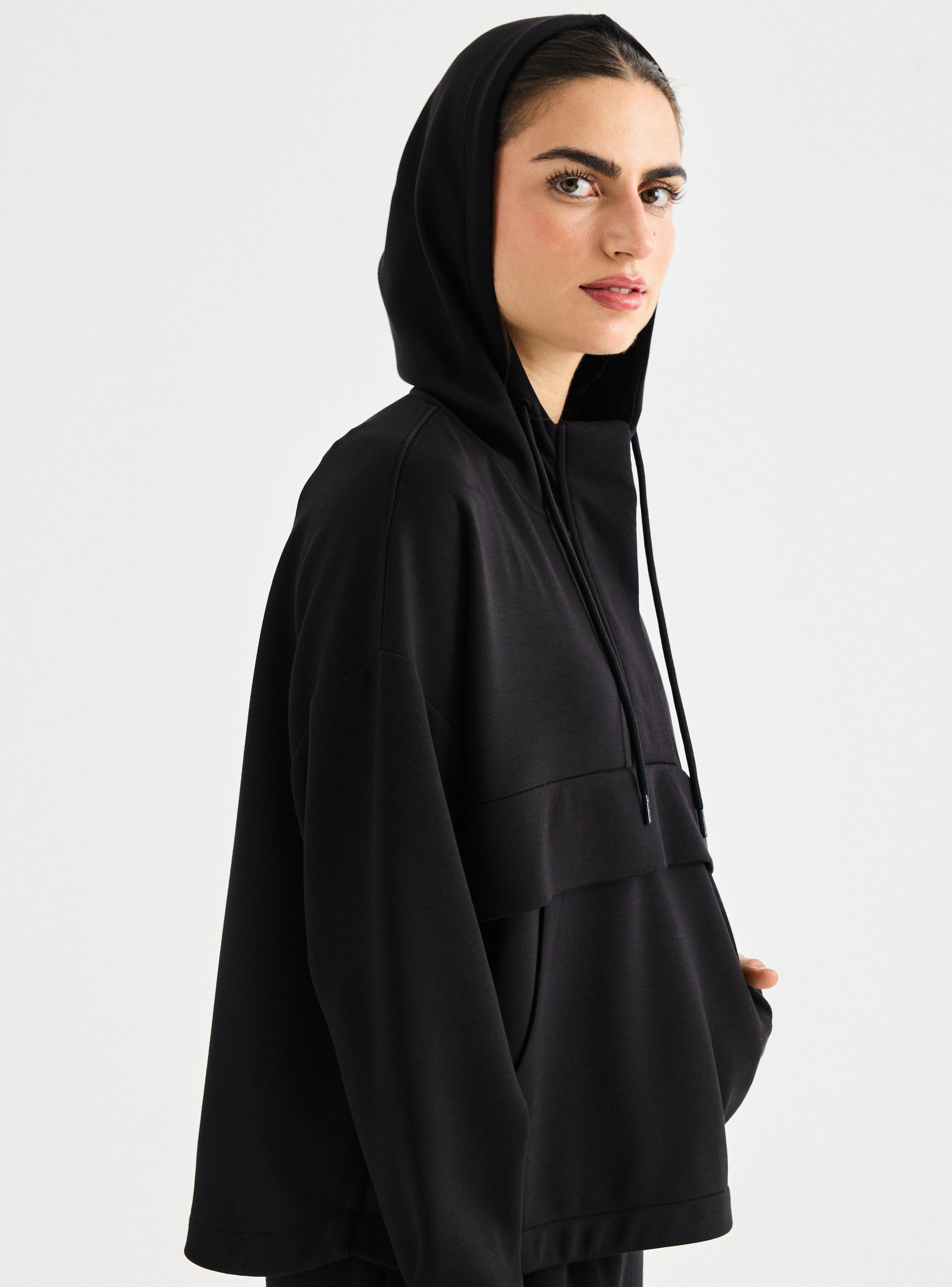 Polerón con Capucha Tela Fluida Y Liviana-3