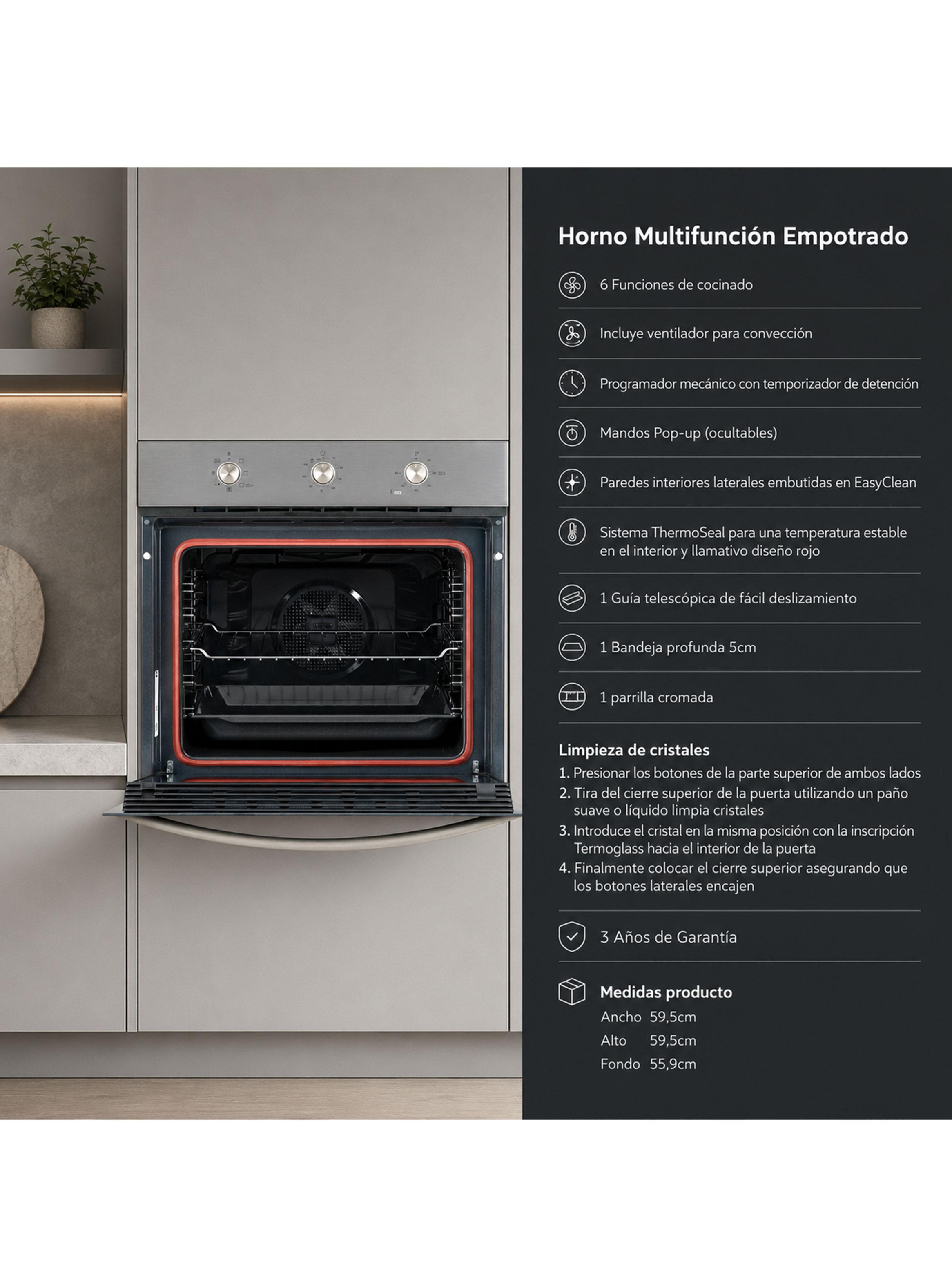 Horno Empotrable Convector 63 Litros HBB6060 SS Inox-2