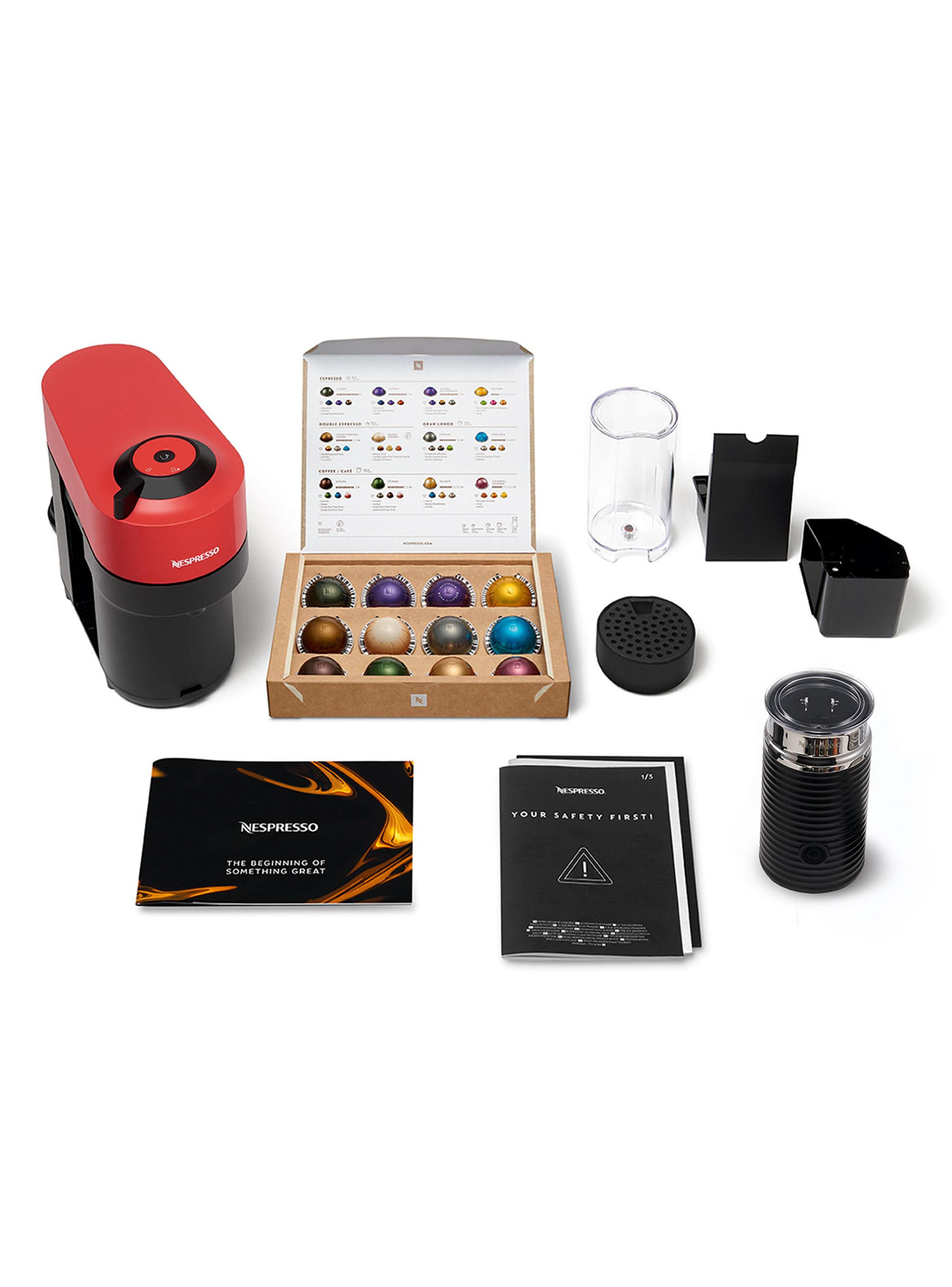 Cafetera Vertuo Pop Roja + Espumador de Leche Aeroccino 3-6