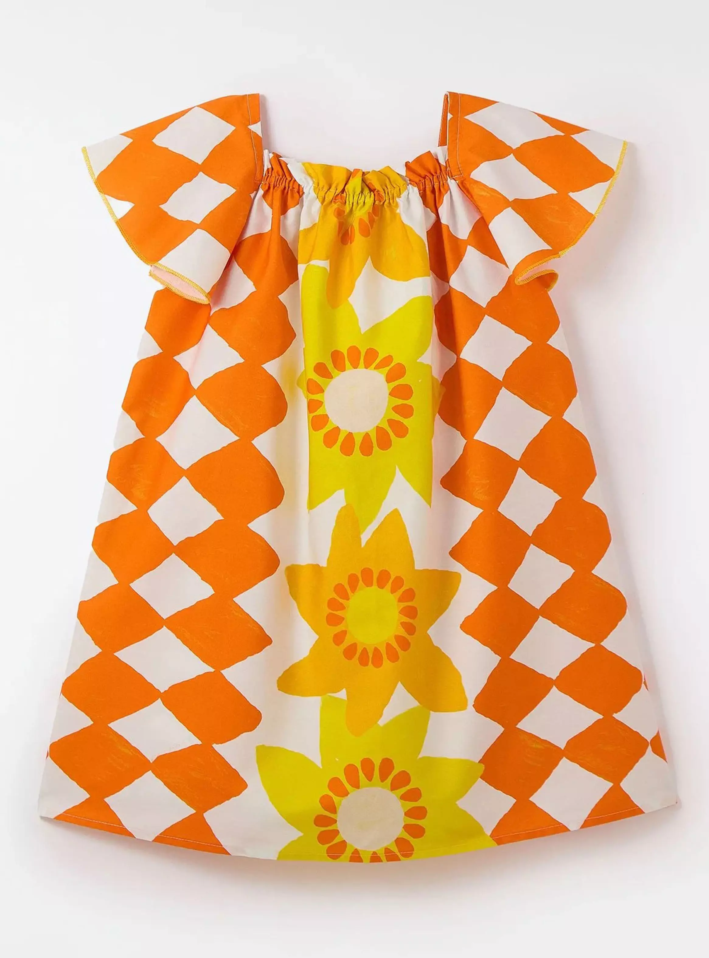 Vestido Diseño Rombos y Flores-0