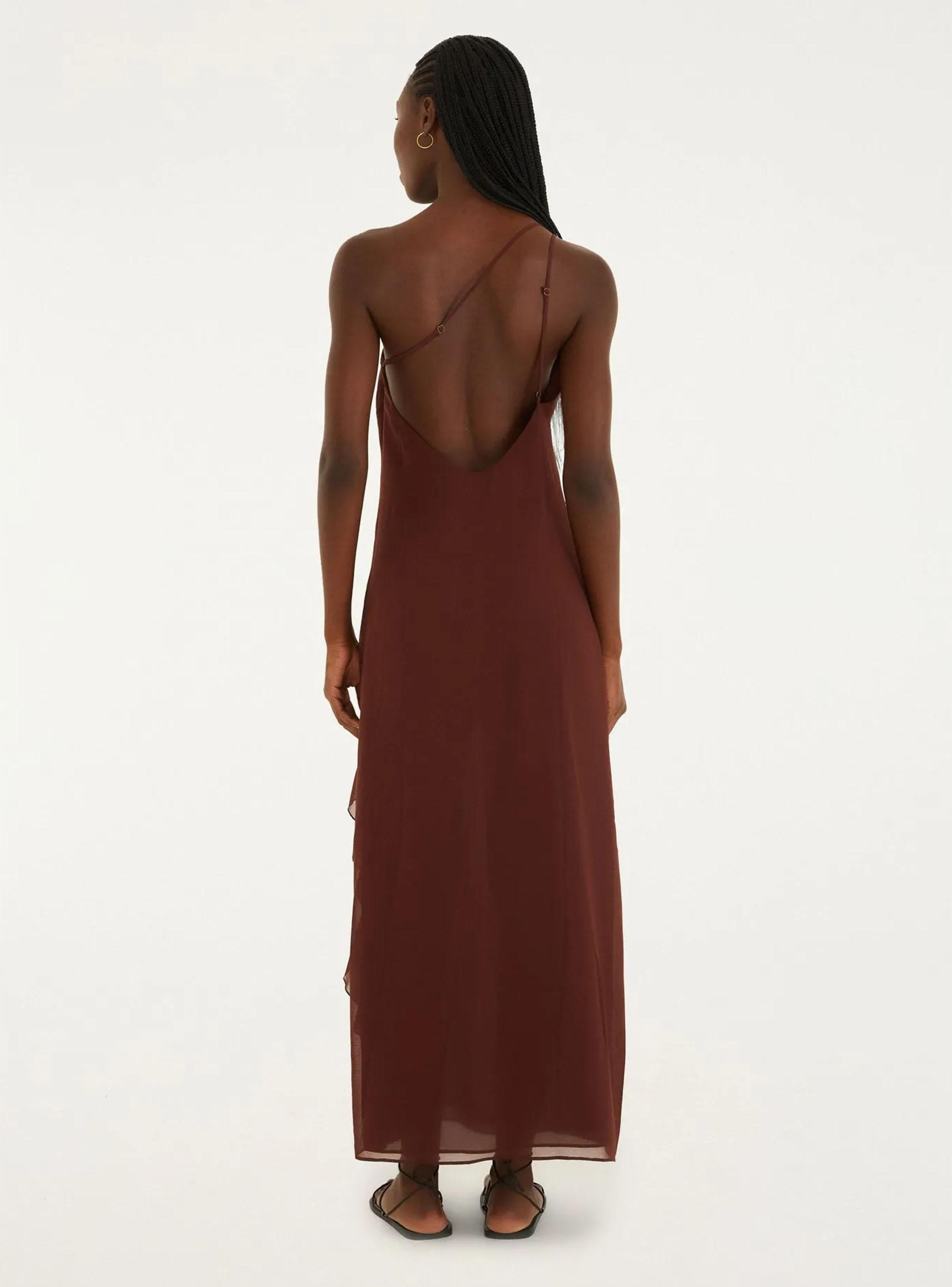 Vestido Escote Asimétrico con Detalle de Vuelos-1