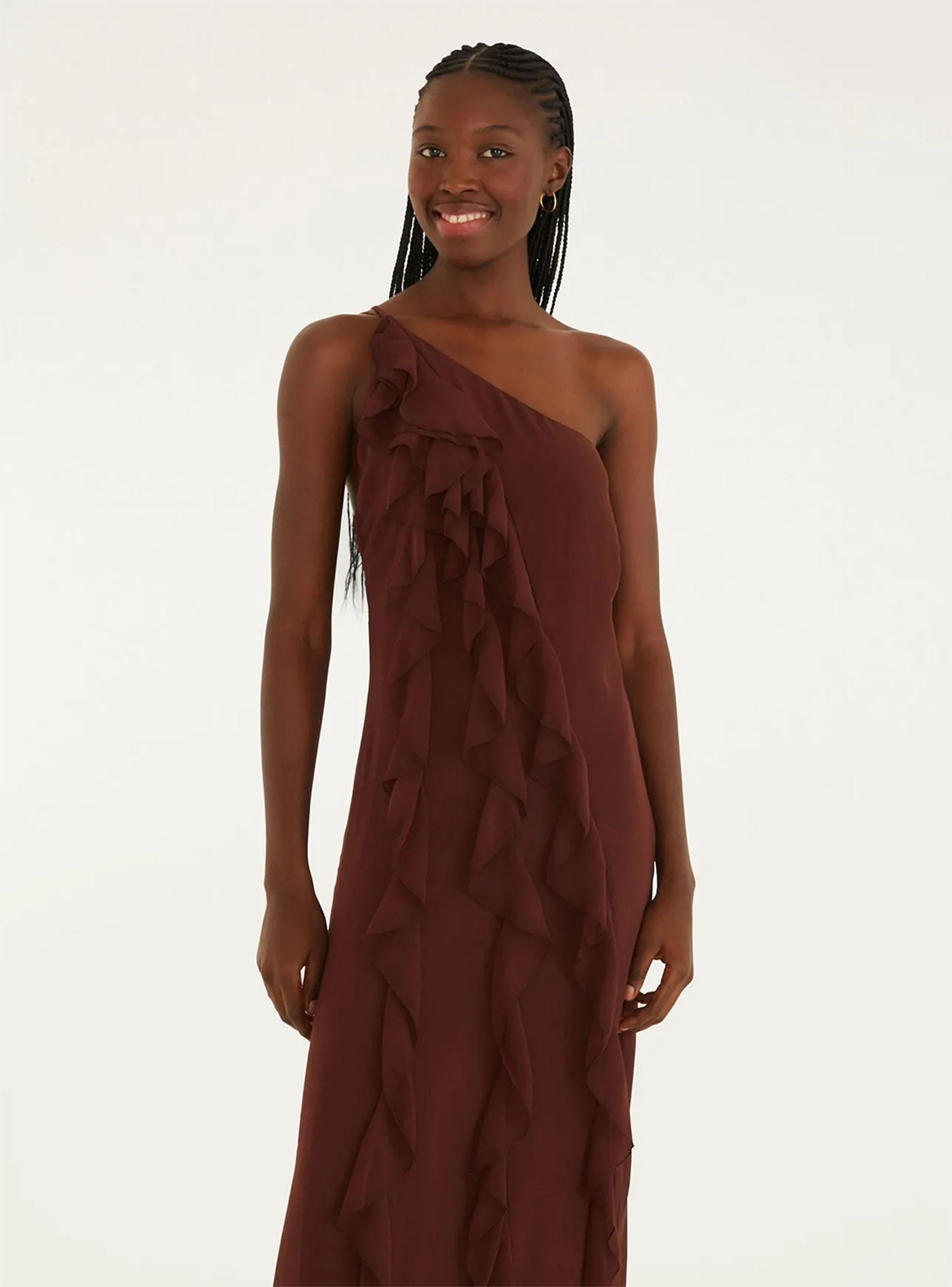 Vestido Escote Asimétrico con Detalle de Vuelos-2