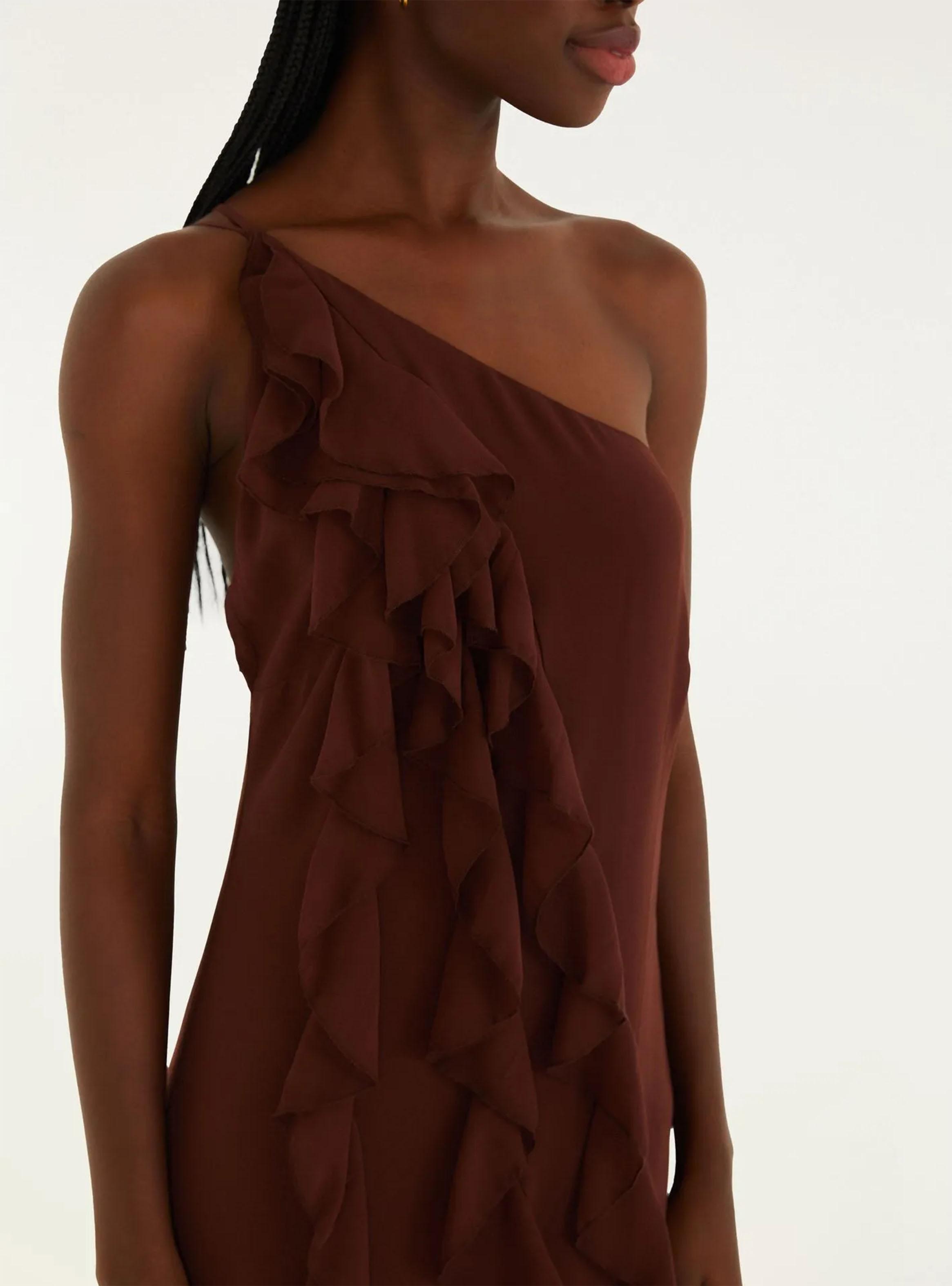 Vestido Escote Asimétrico con Detalle de Vuelos-3