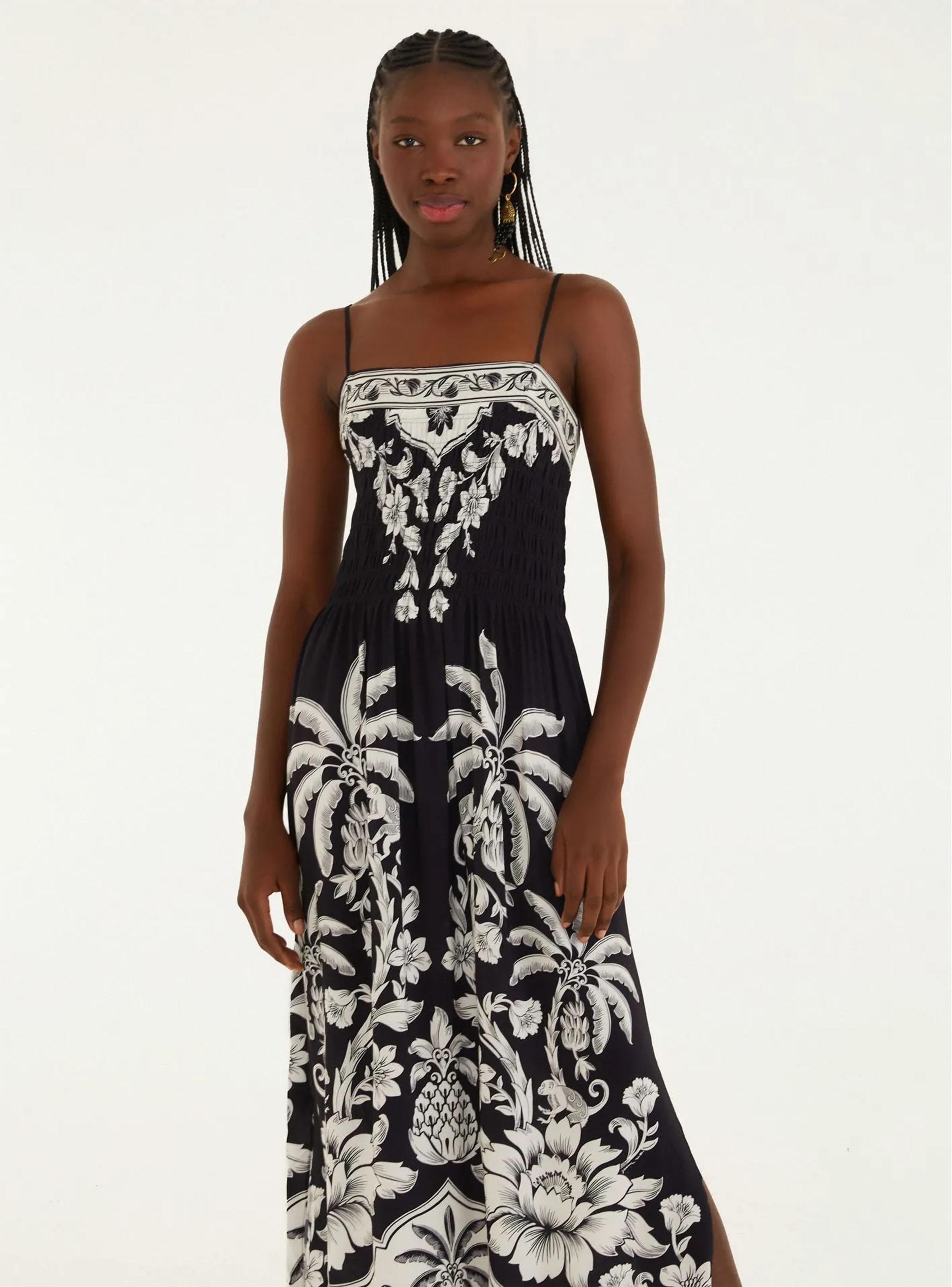 Vestido Escote Recto con Diseño Floral-2
