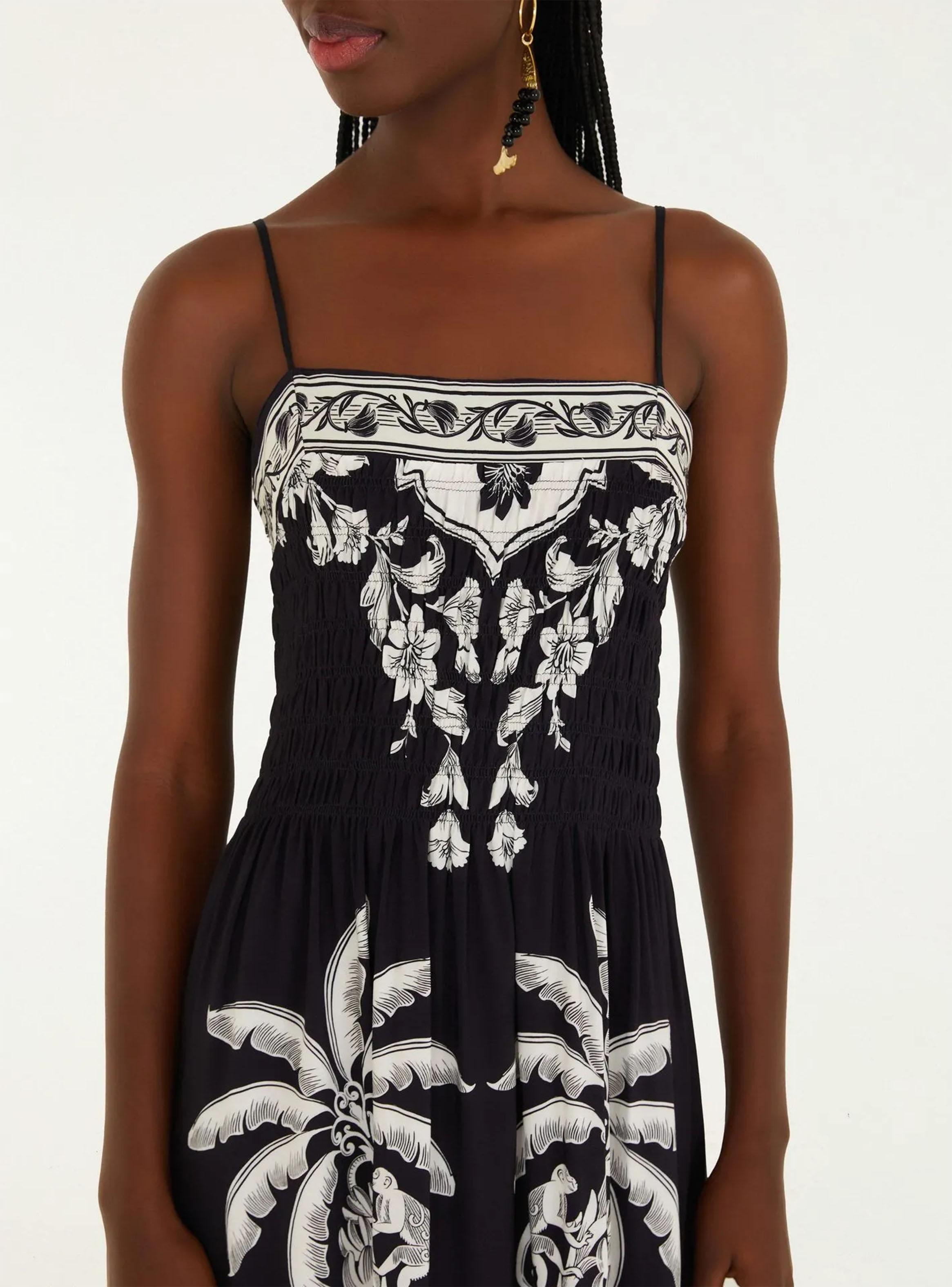 Vestido Escote Recto con Diseño Floral-3