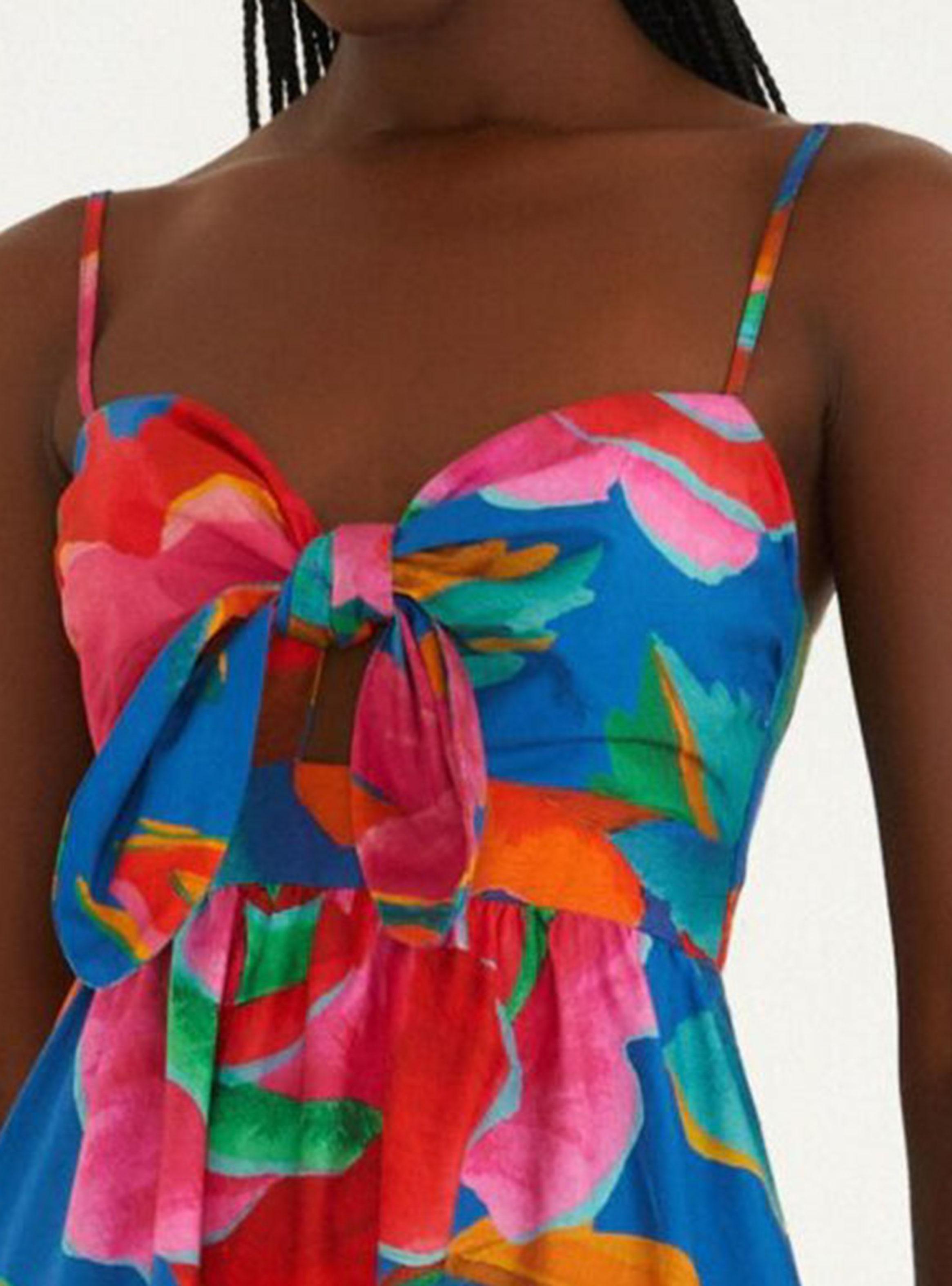 Vestido Midi con Amarra Frontal Diseño Floral-1