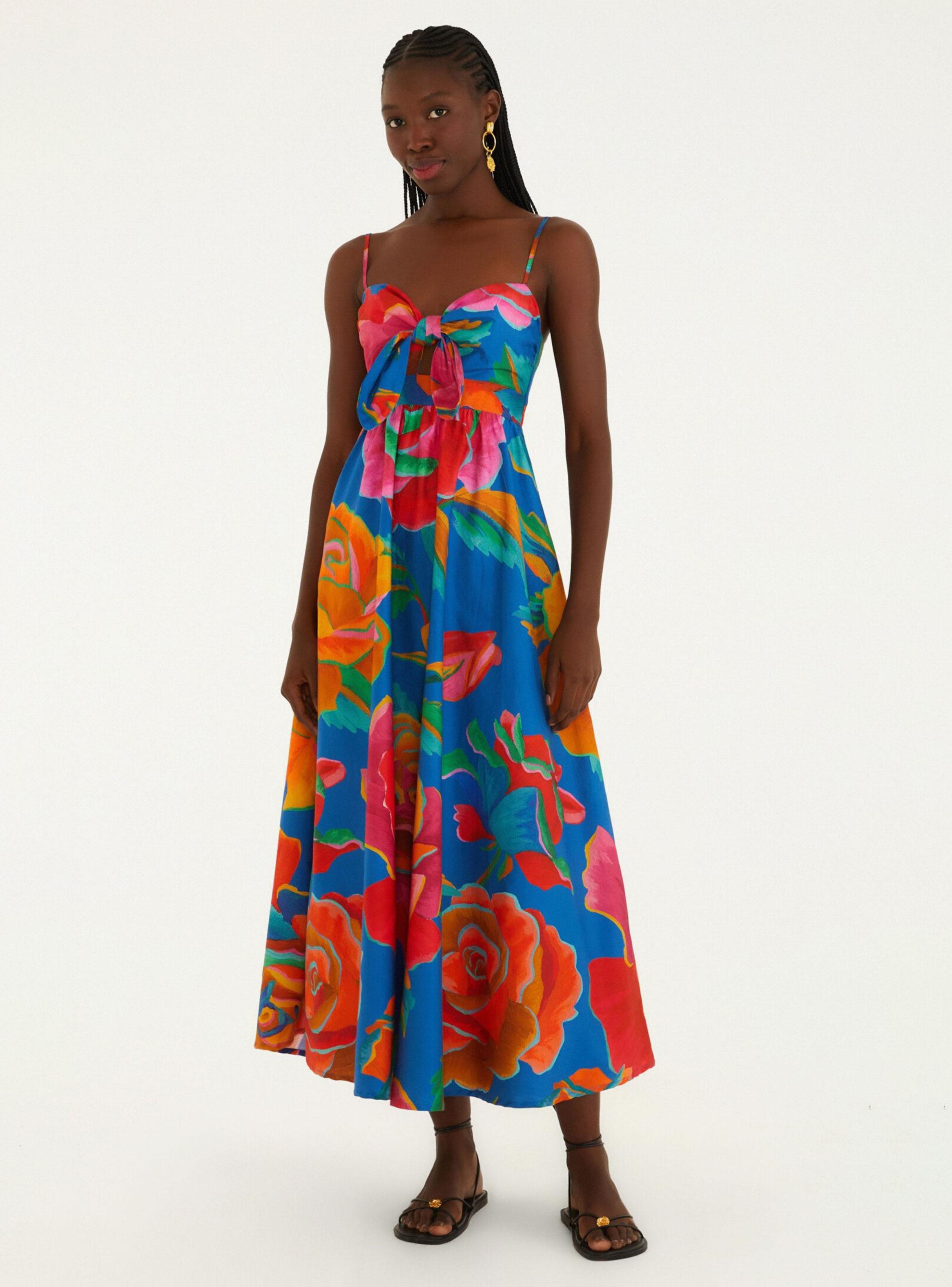 Vestido Midi con Amarra Frontal Diseño Floral-0