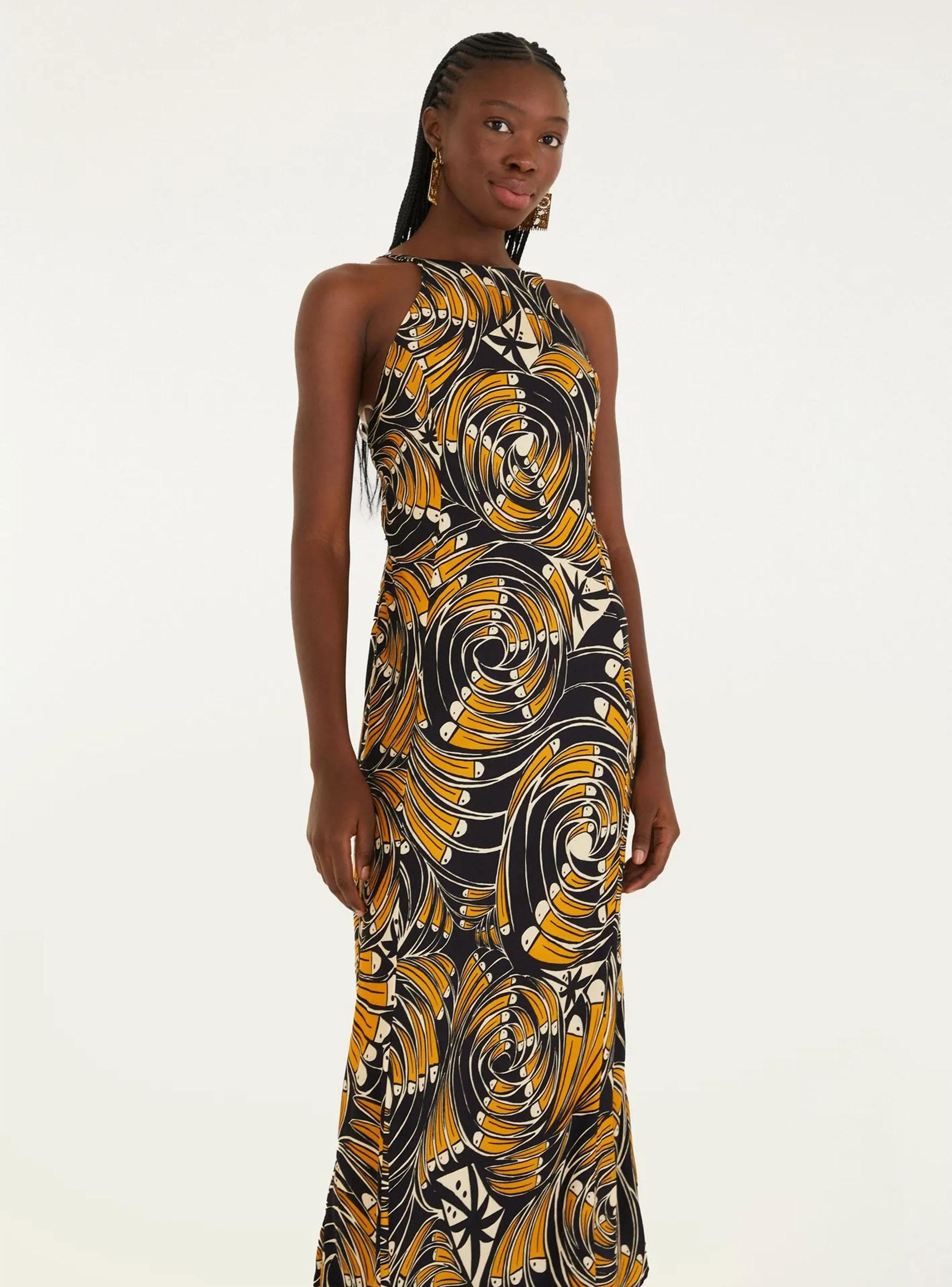 Vestido Midi con Cuello Halter Diseño-2