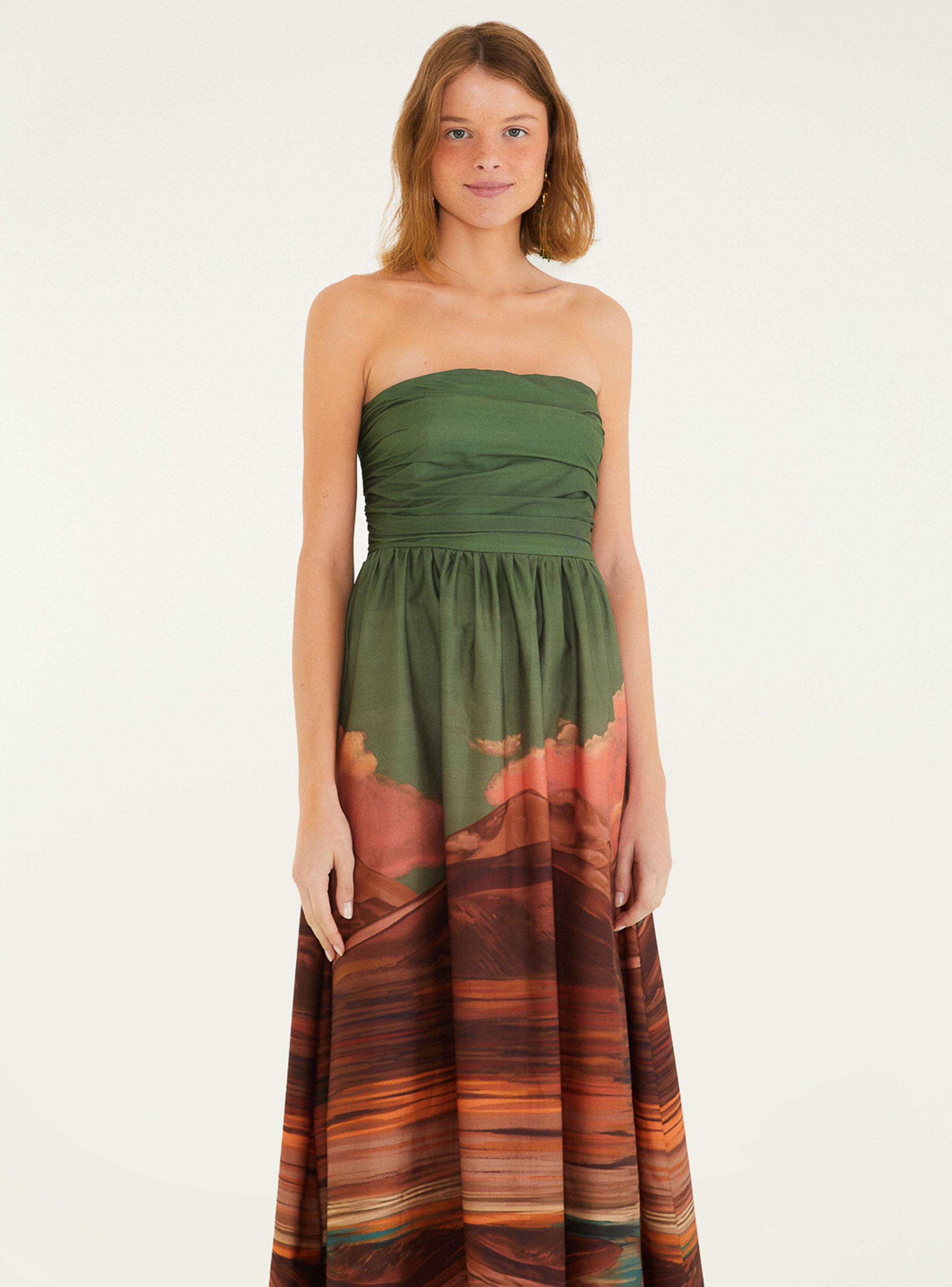 Vestido Largo Strapless Diseño Paisaje-2
