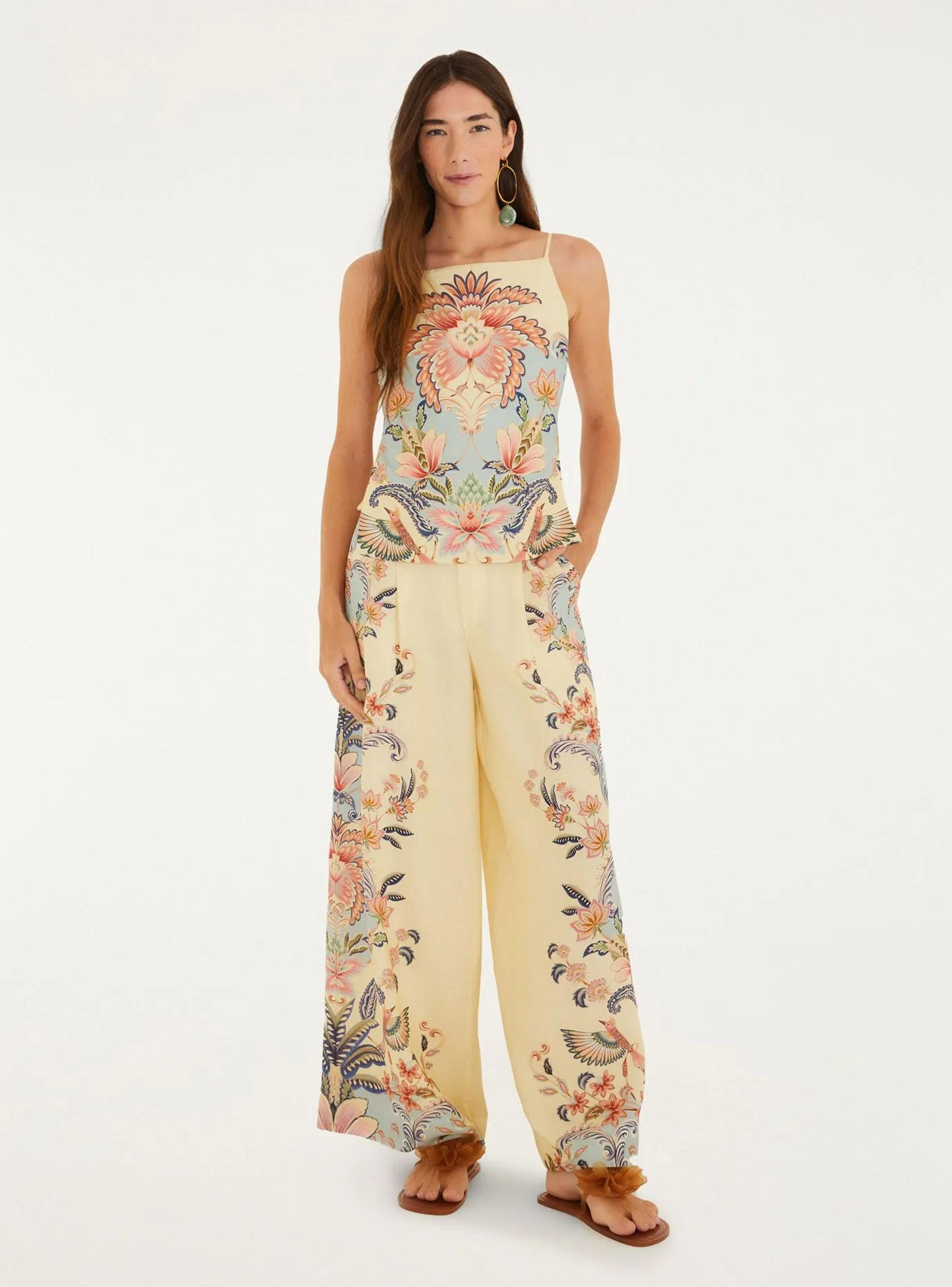 Pantalón Recto Diseño Floral-3