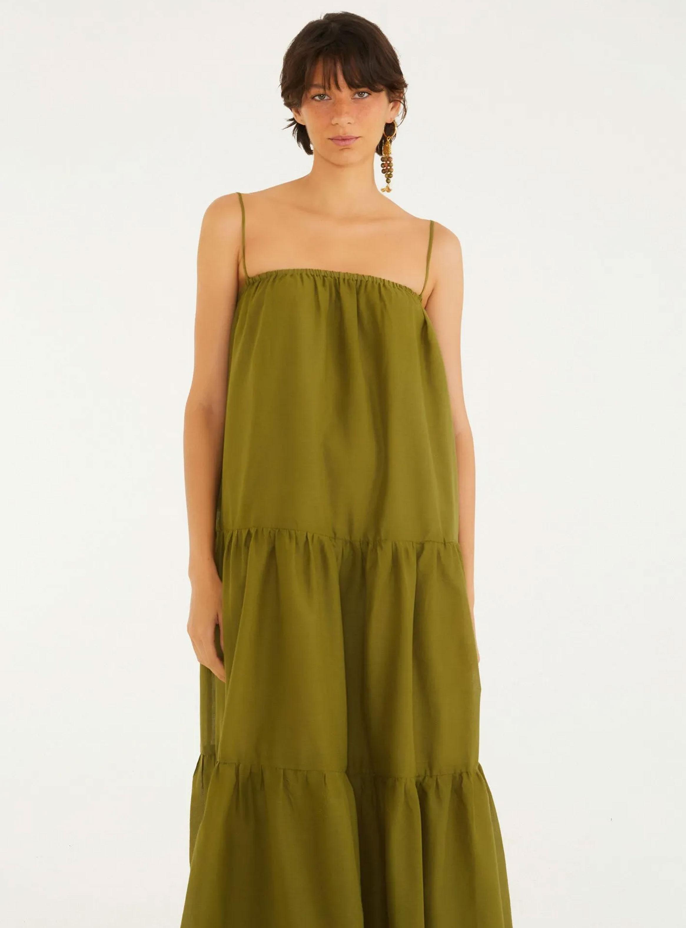 Vestido Midi con Falda Fruncida en Niveles-2