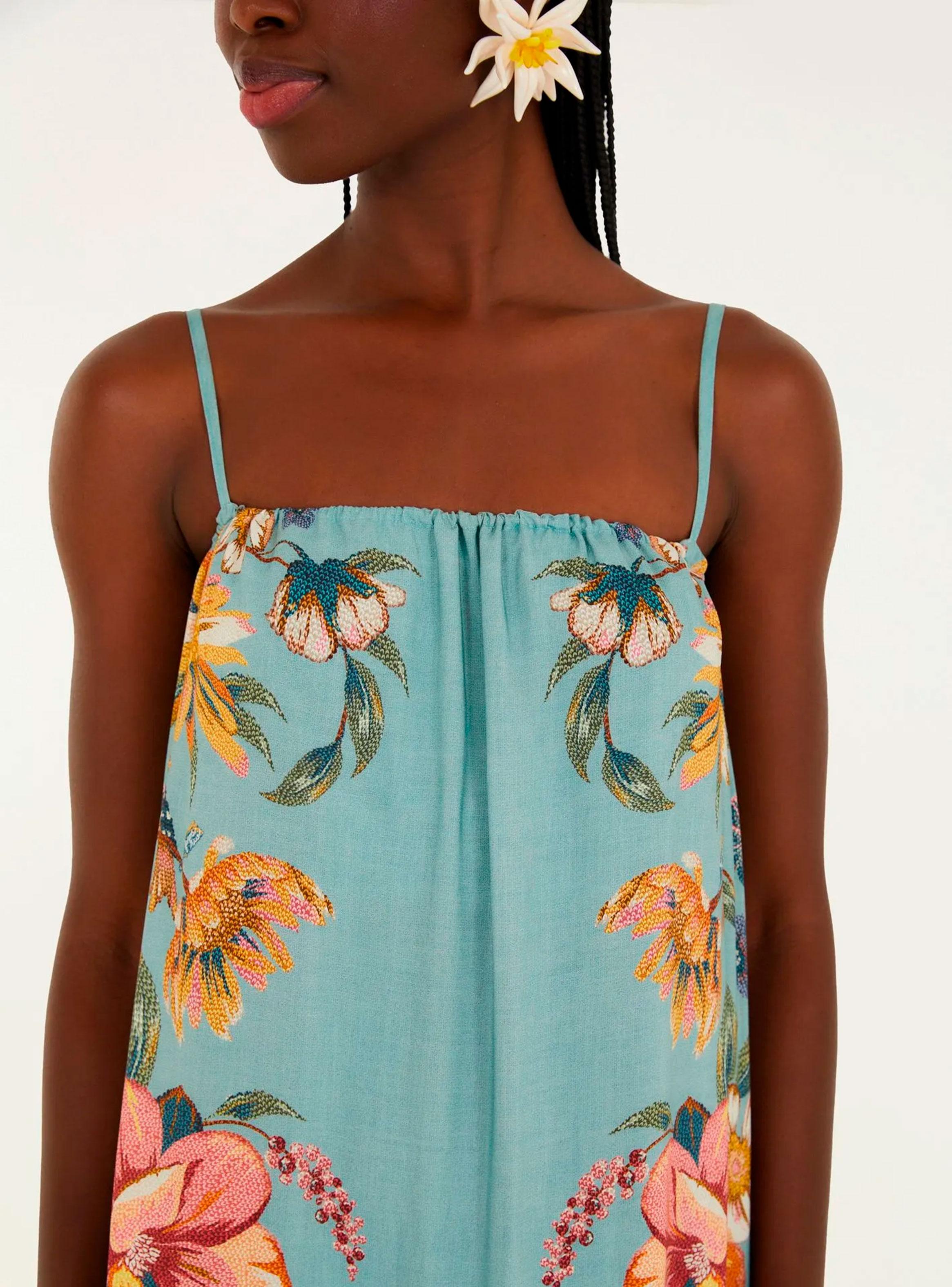 Vestido Floral con Falda Escalonada-3