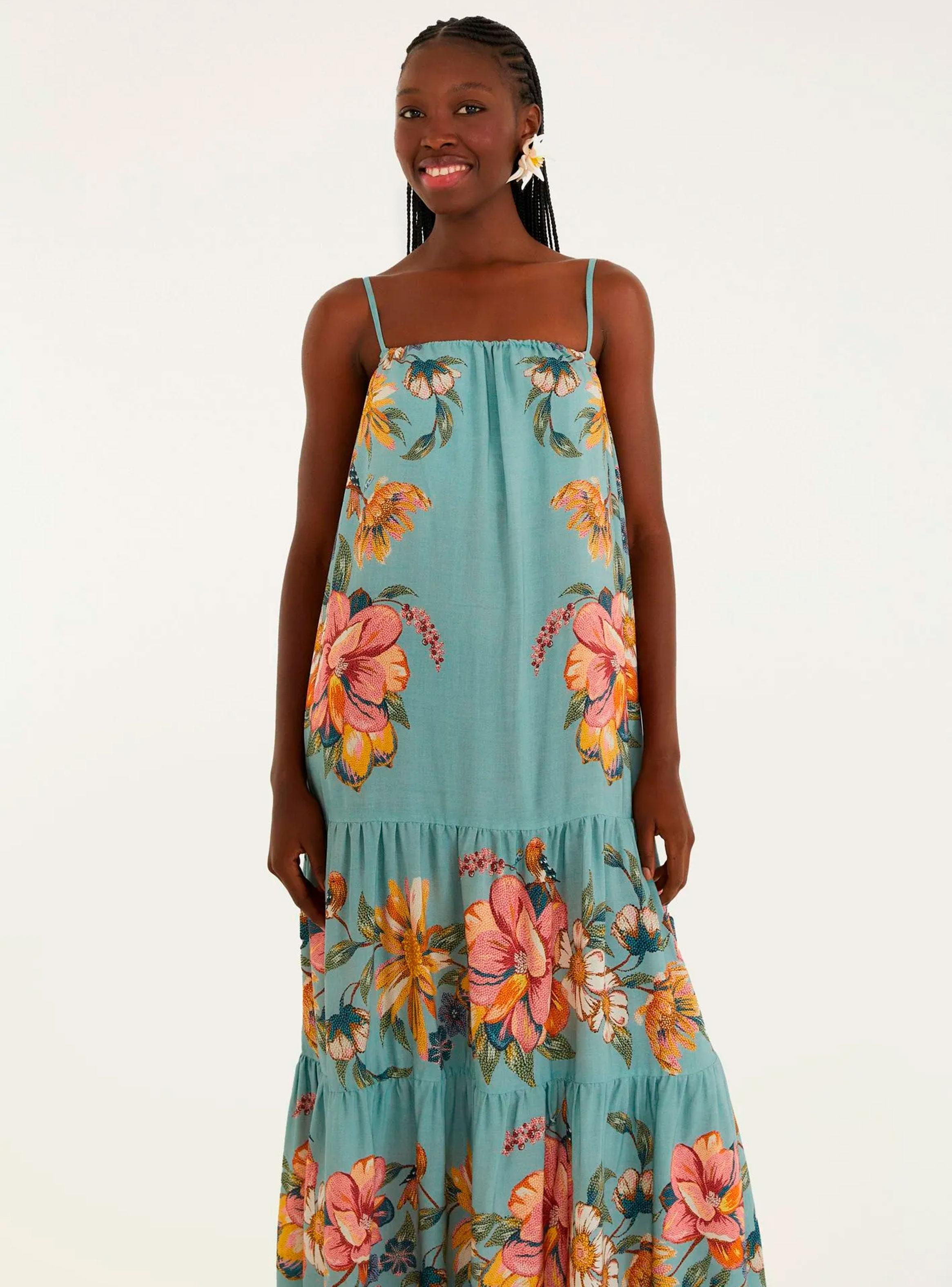 Vestido Floral con Falda Escalonada-2