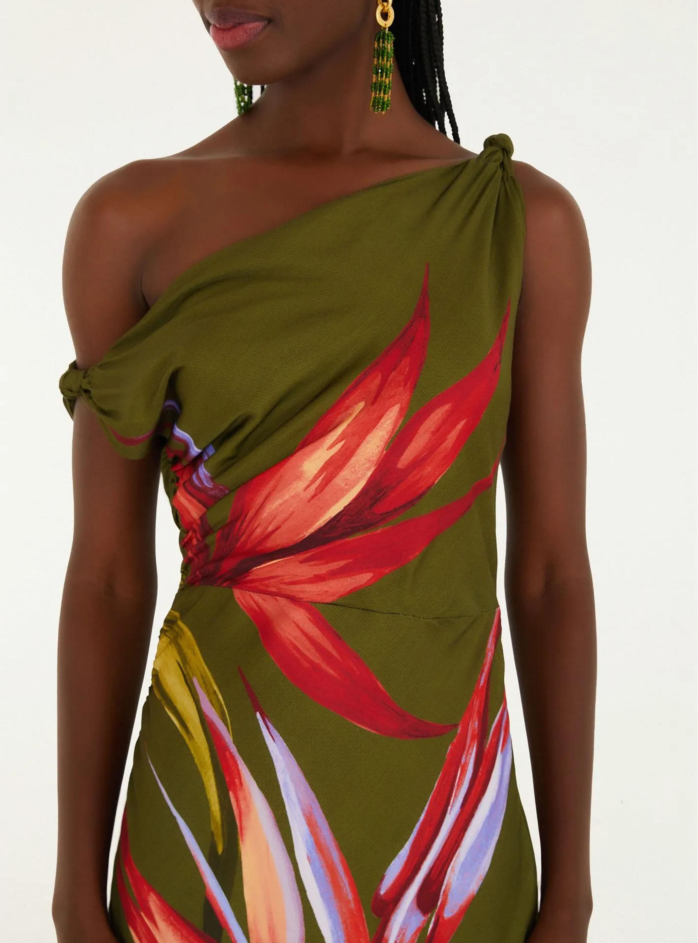 Vestido Midi Escote Asimétrico-3