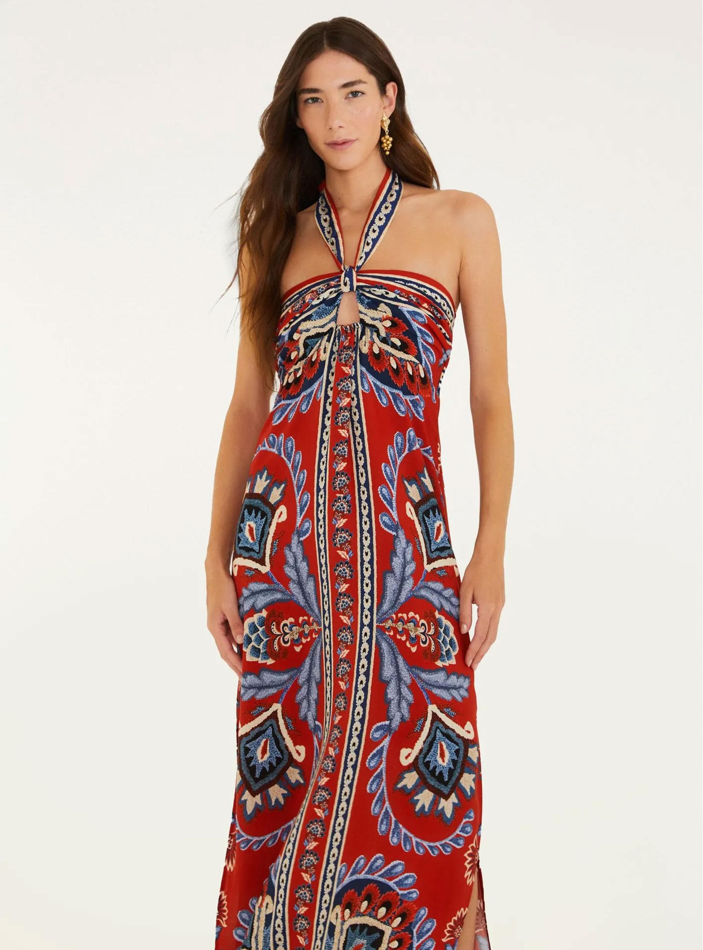 Vestido Midi Escote con Amarra Diseño Boho-2