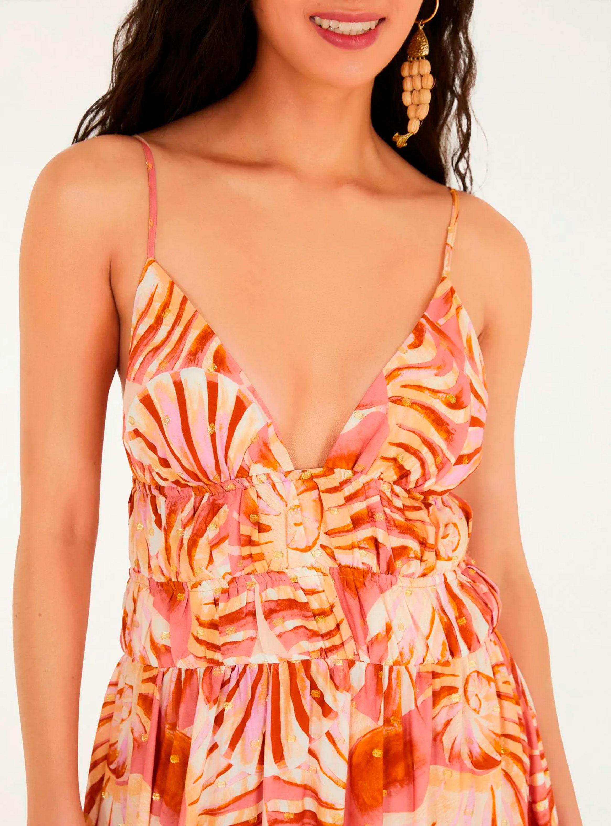 Vestido Largo con Escote V Diseño Caracoles de Mar-3
