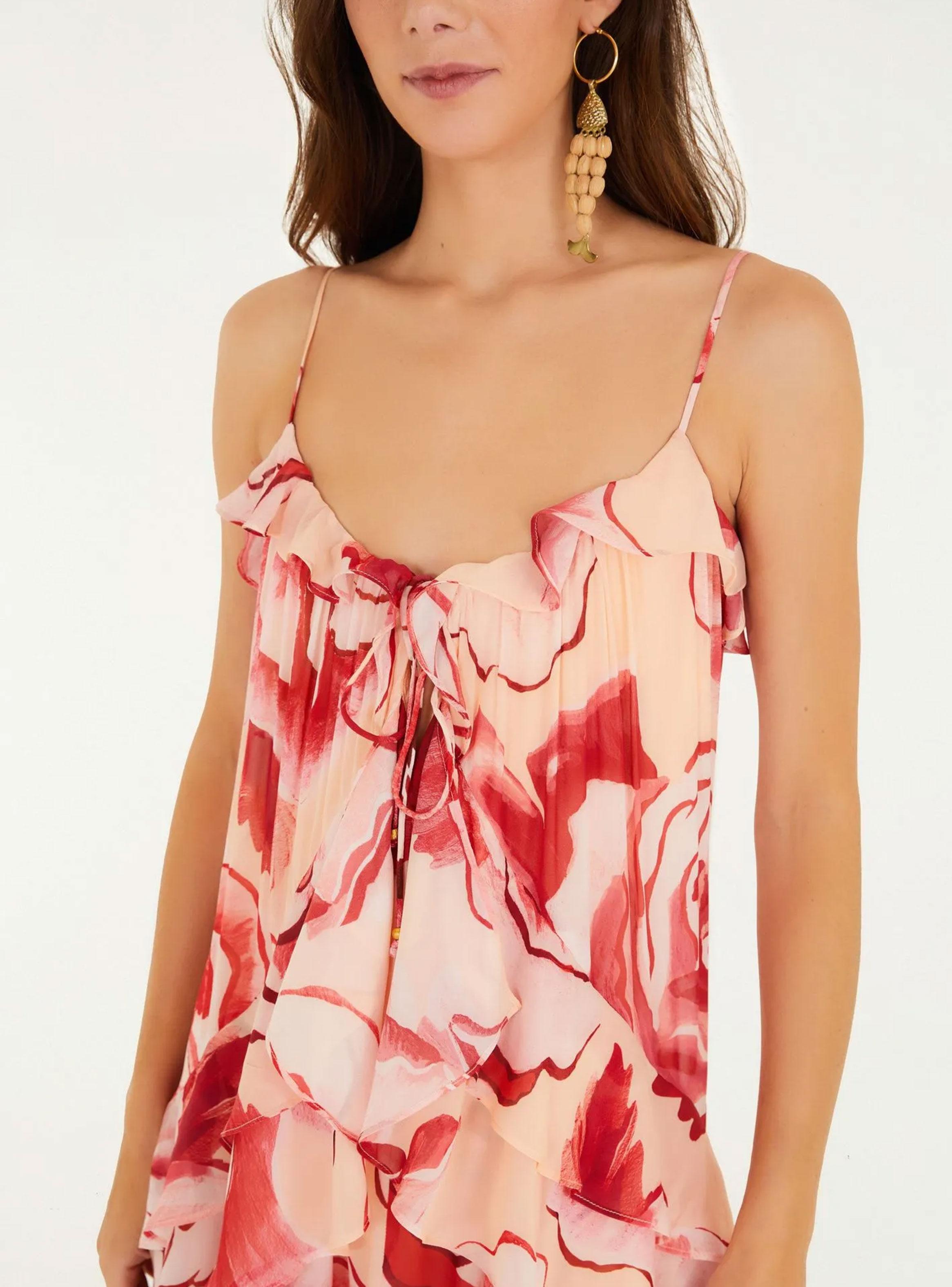Vestido Largo Detalle de Vuelos Diseño Floral-3