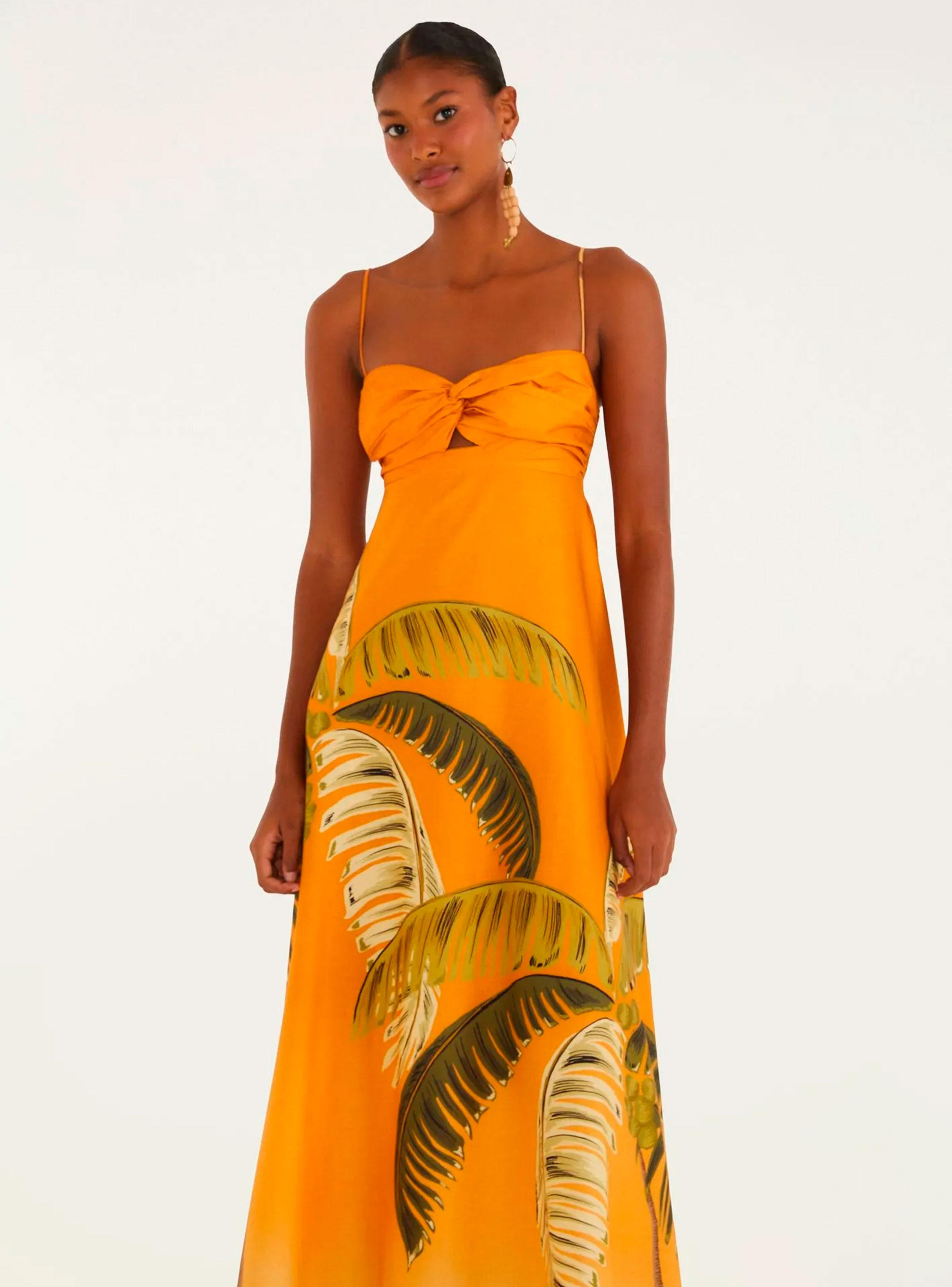 Vestido Midi Detalle Cruzado en Escote y Diseño de Palmeras-2