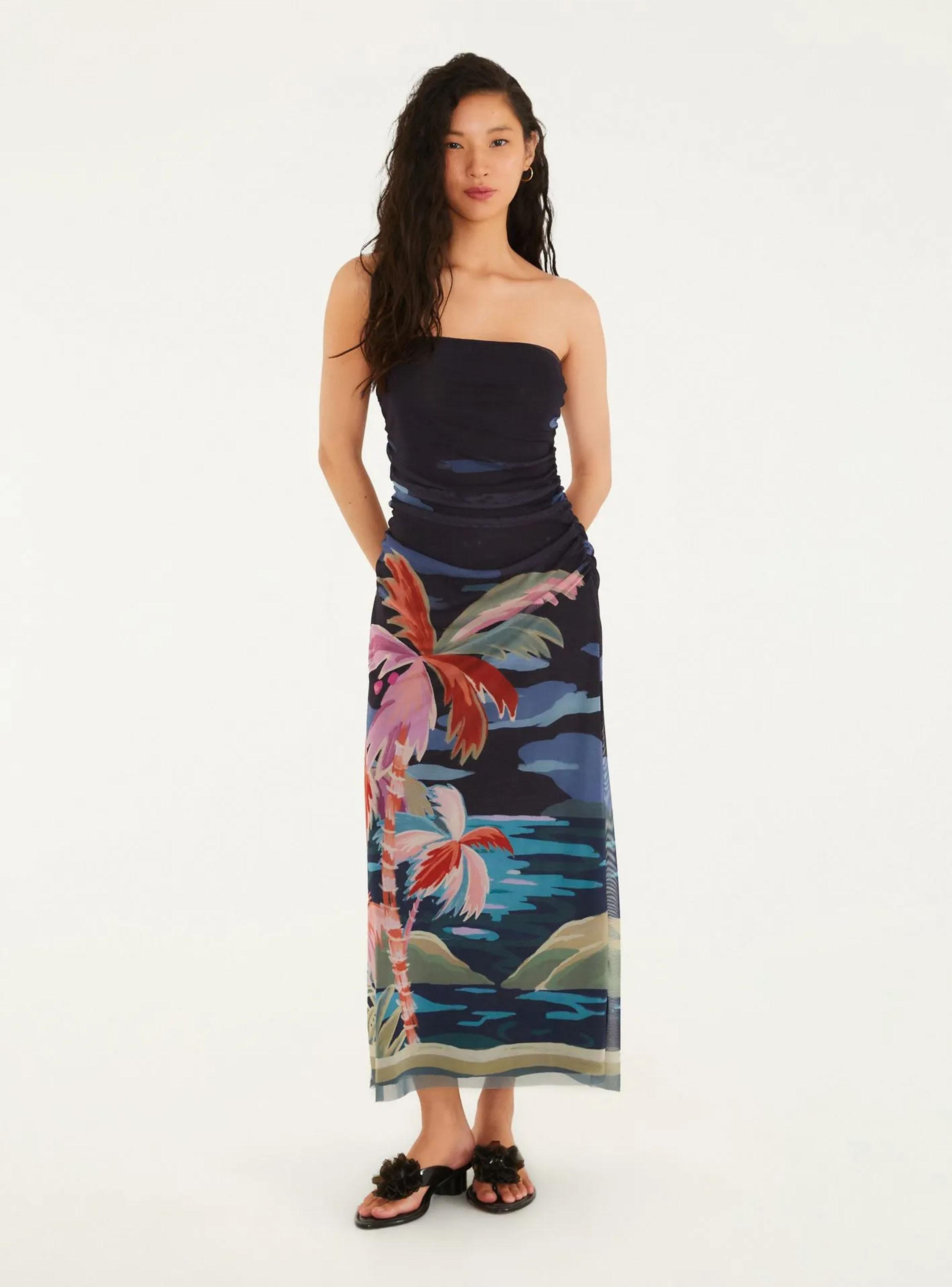 Vestido Midi Ajustado Diseño Paisaje-0