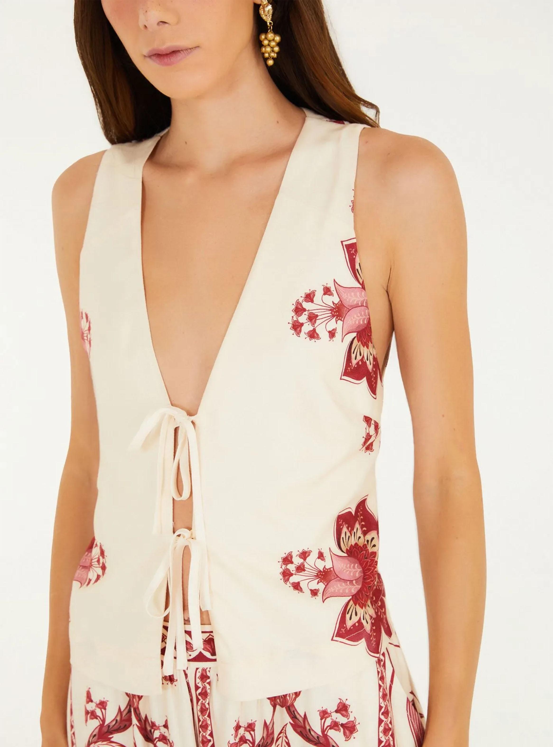 Vest con Amarras Delanteras Diseño Floral-2