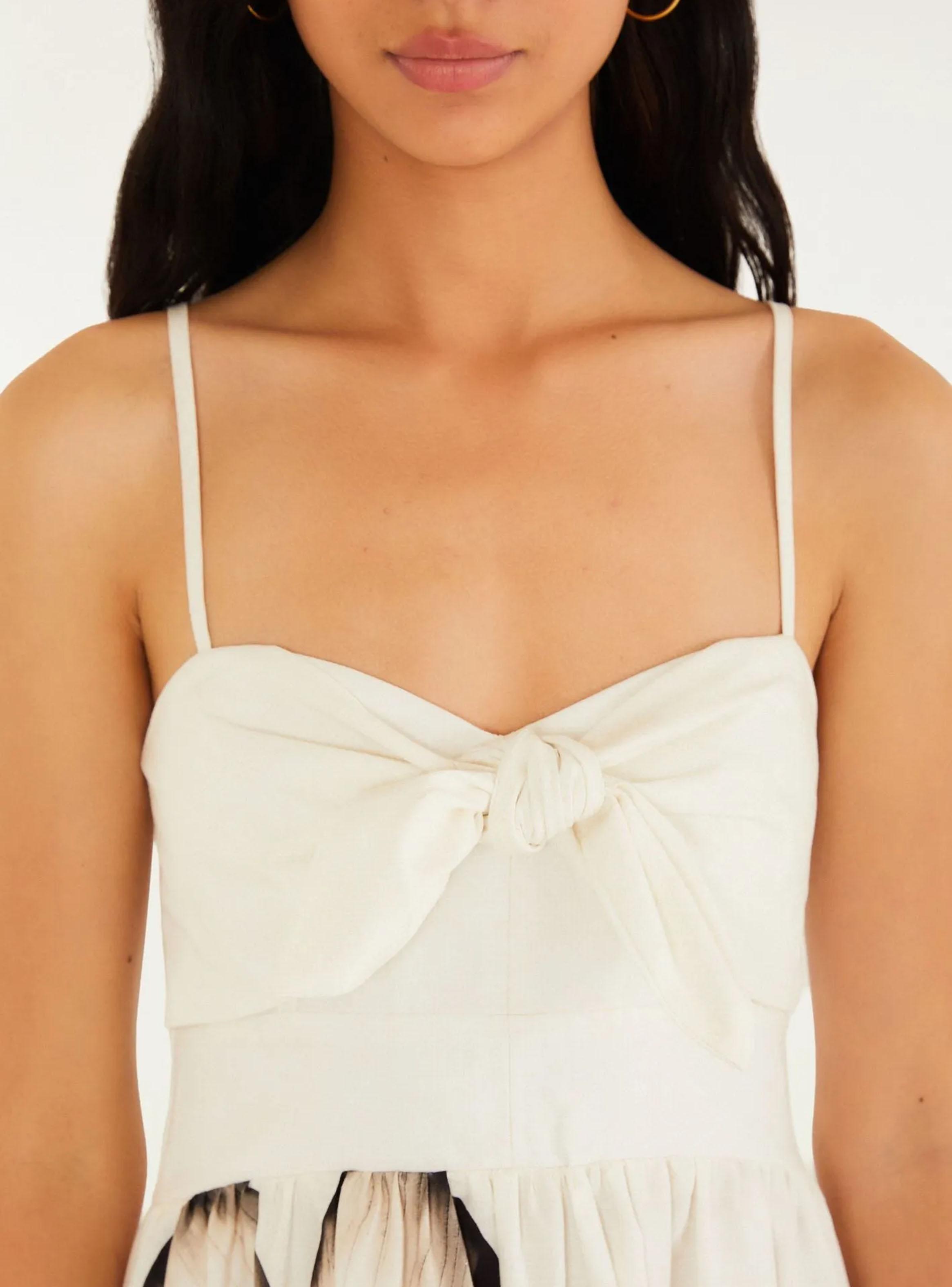 Vestido Midi Detalle Escote de Amarra Diseño Maxi Flores-3