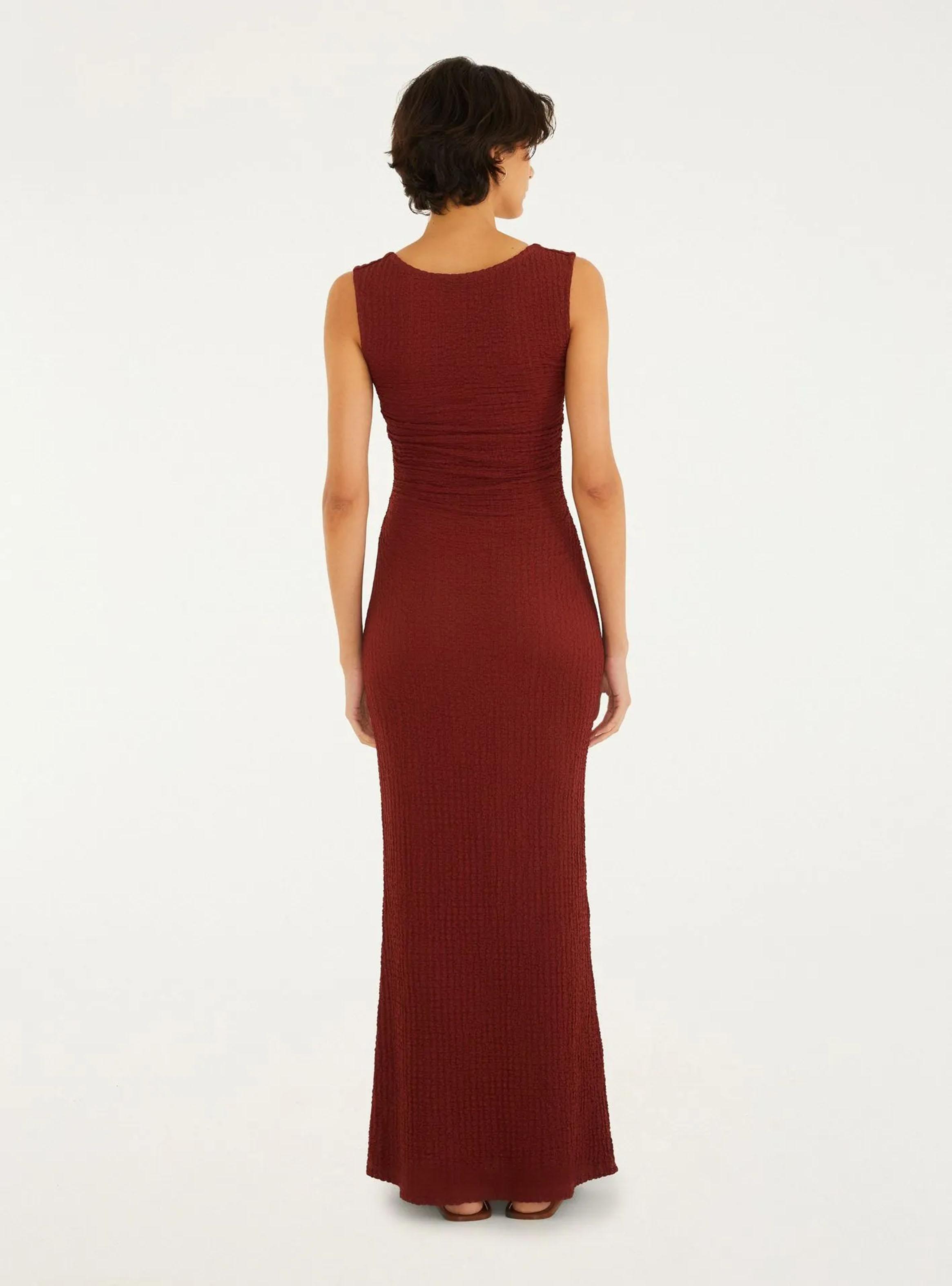 Vestido Largo Ajustado Escote Cuadrado-1