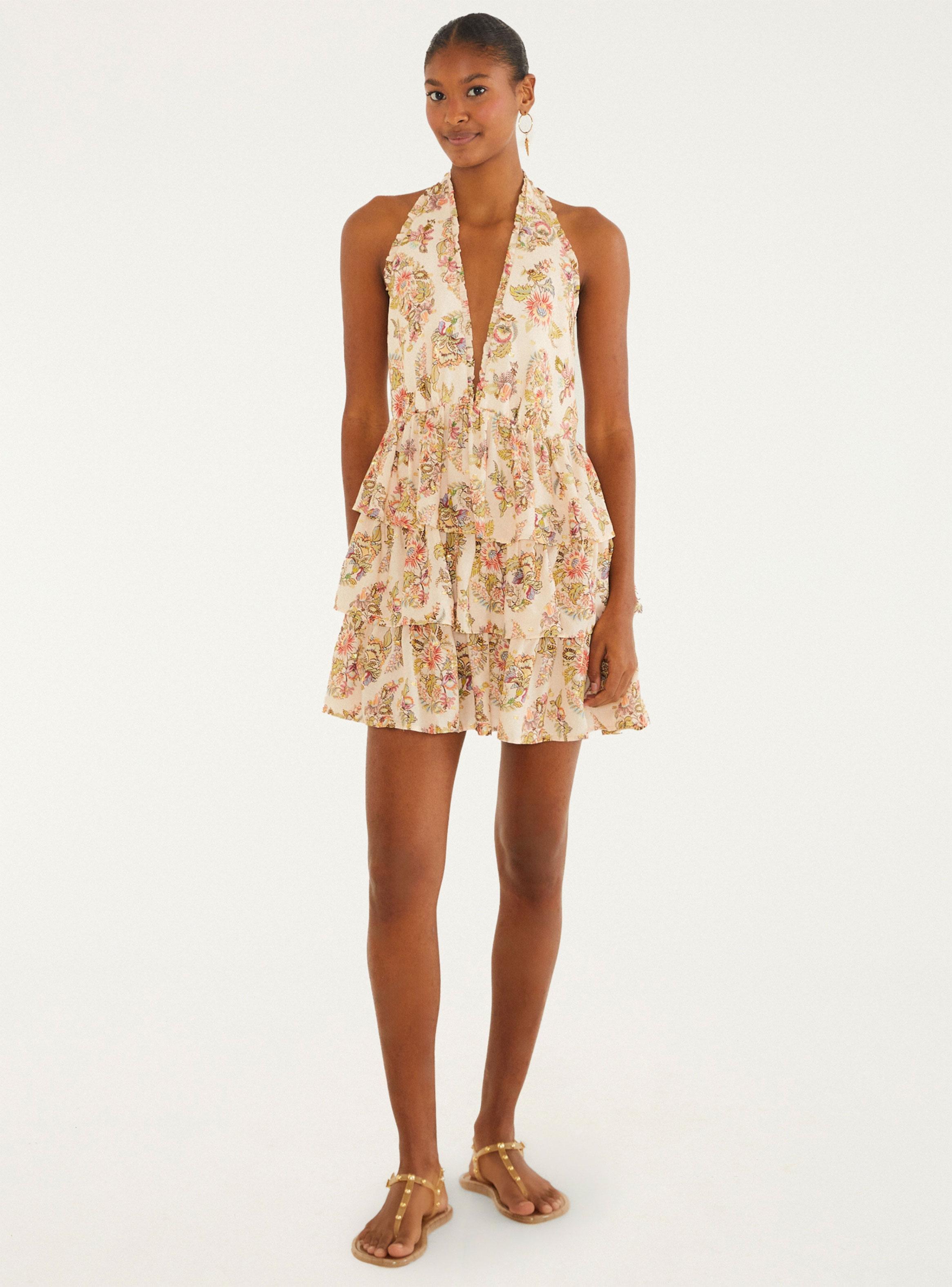 Vestido Corto con Vuelos Diseño Floral-3