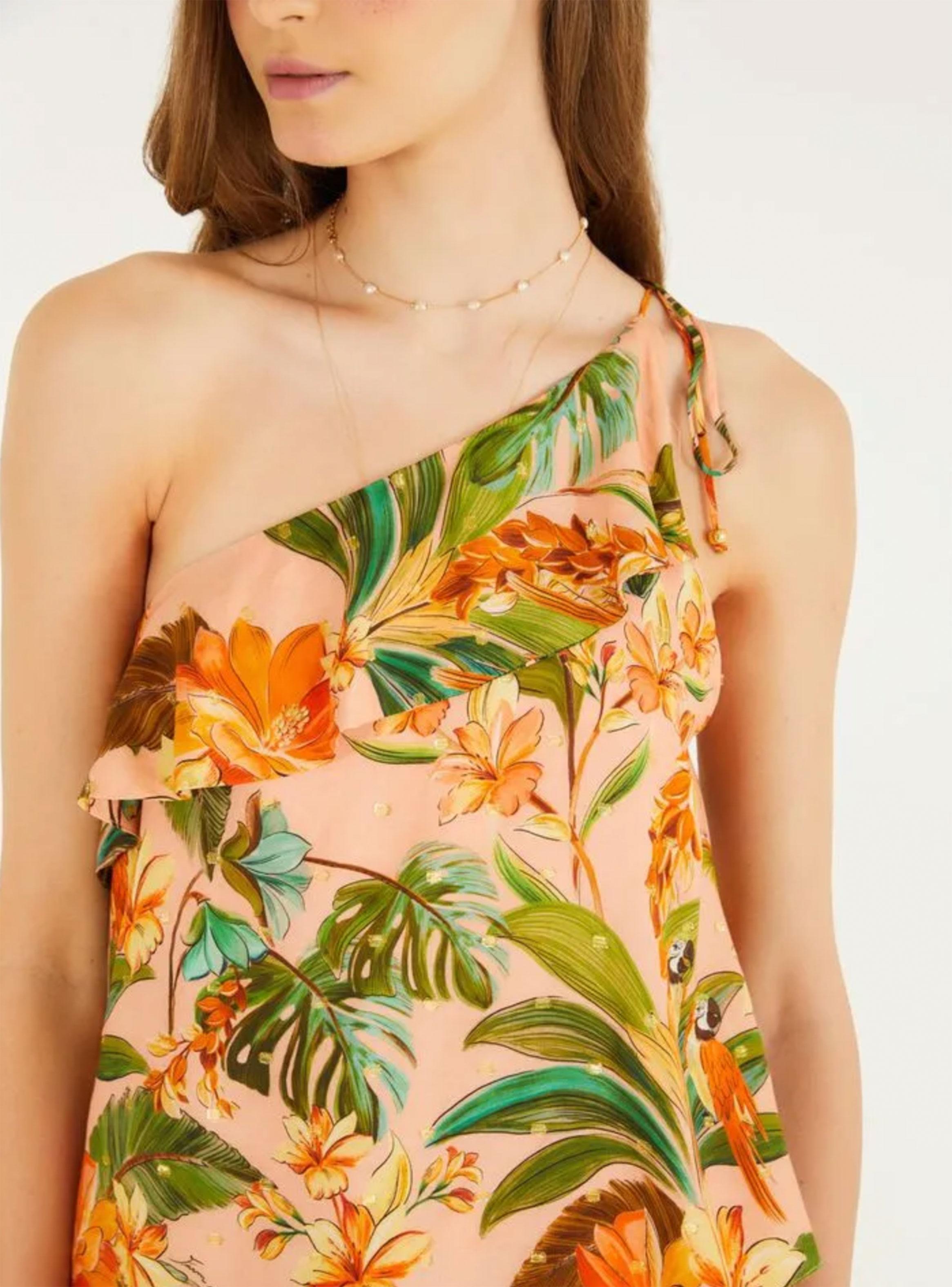 Blusa Asimétrica con Vuelo Diseño Tropical-2